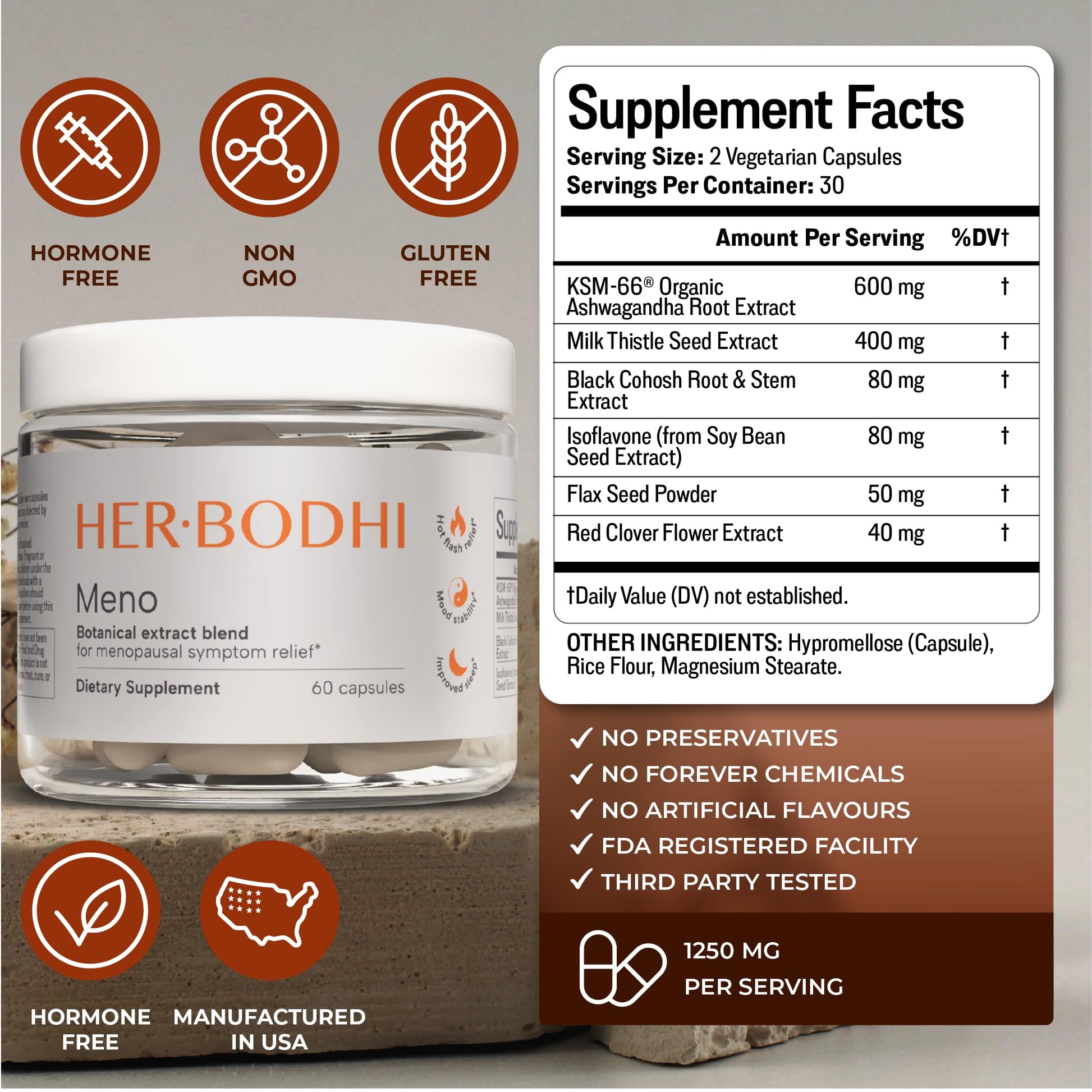 Her Bodhi Meno- Menopause Hormonal Balance for Women, Estrogen Soy Isoflavones Menopause Supplement for Women | with Ashwagandha & Black Cohosh | Hot Flashes Menopause Relief (60 Capsules) Her Bodhi buy supplements canada