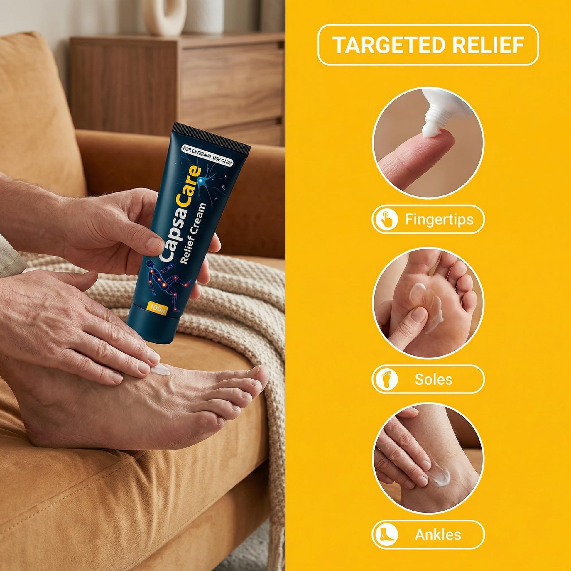 CapsaCare Neuropathy Relief Cream - with Capsaicin & Arnica, Menthol for Muscle & Joint Comfort, Fast Absorbing Formula for Feet, Hands, Legs, and Waist (2Pcs) MCArthur buy supplements canada