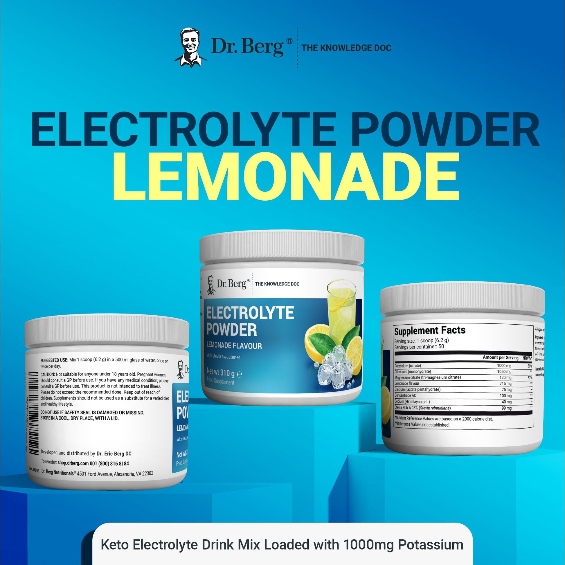 Dr. Berg Electrolyte Powder - Electrolyte Drink Supplements with 1000mg Potassium Dr. Berg Nutritionals buy supplements canada