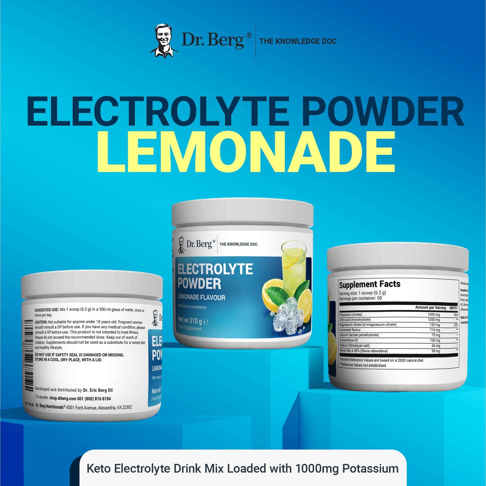 Dr. Berg Electrolyte Powder - Electrolyte Drink Supplements with 1000mg Potassium Dr. Berg Nutritionals buy supplements canada