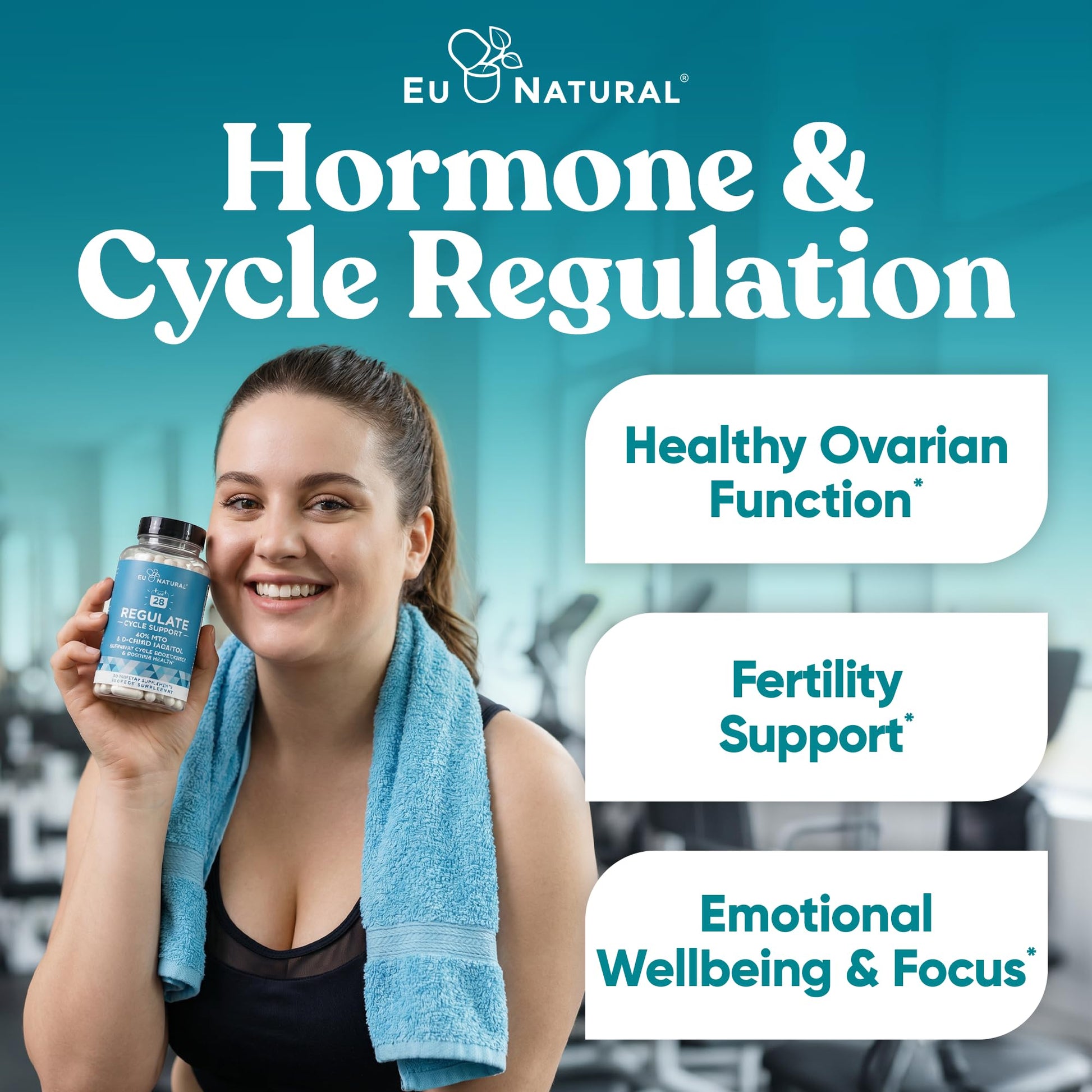 Regulate Cycle Support – Hormone Balance for Women at Optimal 40:1 Myo-Inositol 2000 mg & D-Chiro Inositol 50 mg – Supplement for Period Consistency, Menstrual & Ovulation Support – 120 Vegan Capsules Eu Natural buy supplements canada