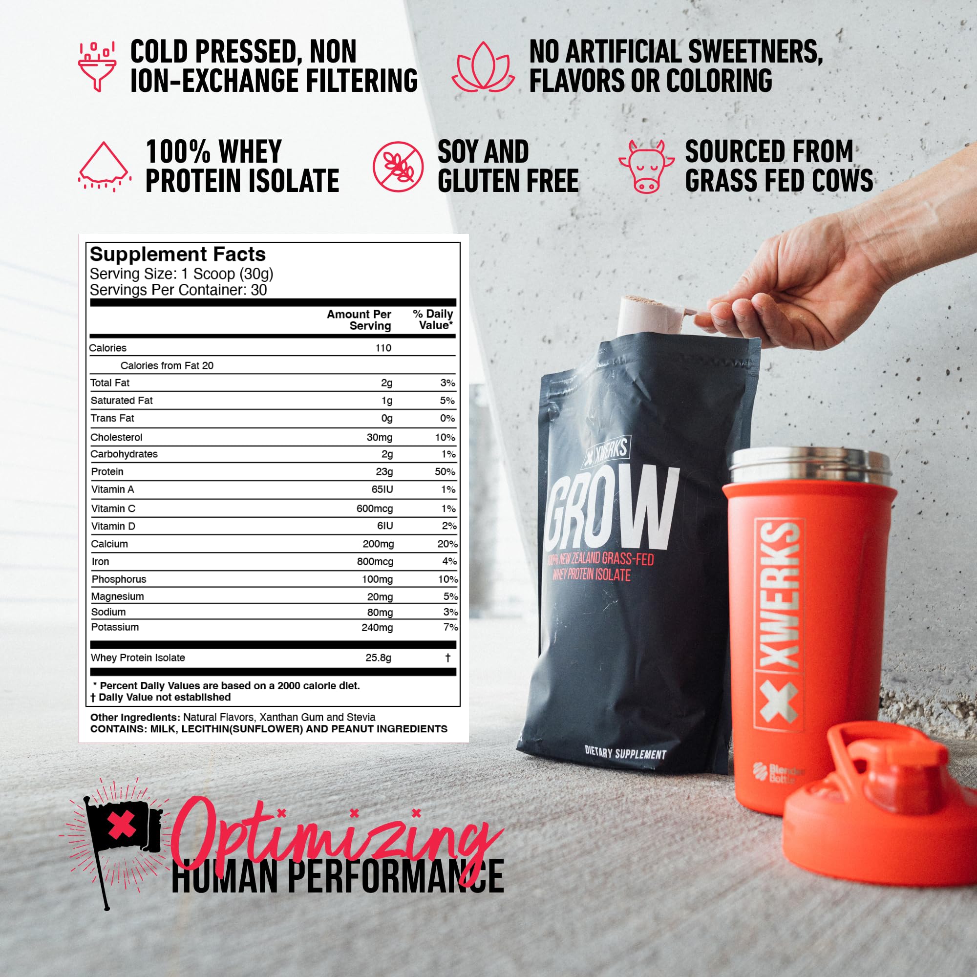 Xwerks Grow 100% New Zealand Grass-Fed Whey Protein - 25g of Pure Isolate Protein Xwerks buy supplements canada