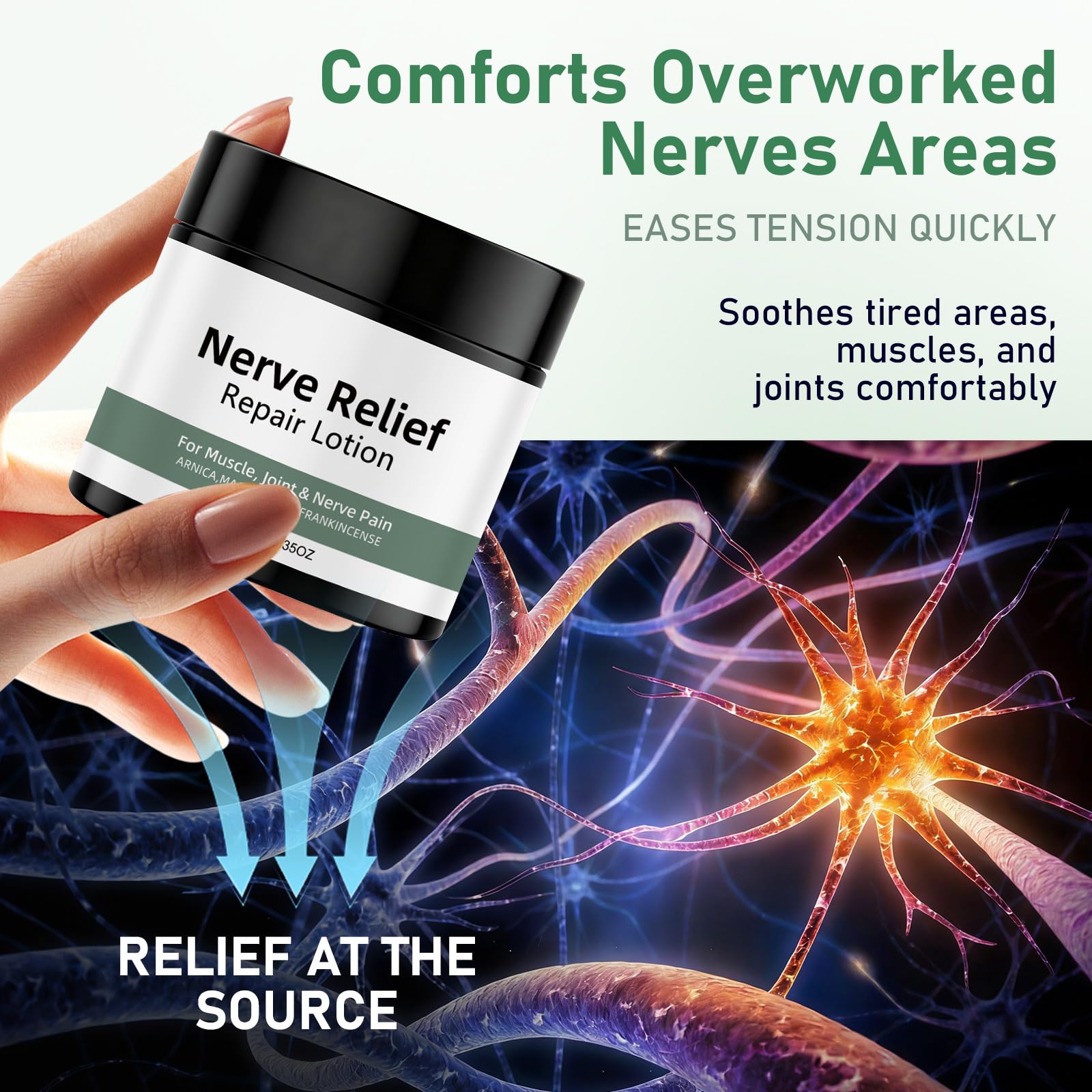 Vincofoo 2PC Nerve Relief Repair Lotion Cream, Neuropathy Lotion with Arnica, Deeply Moisturizes Skin, Keep Soft Smooth, Suitable for Muscle, Lumbar, Neck, Hands and Feet Vincofoo buy supplements canada