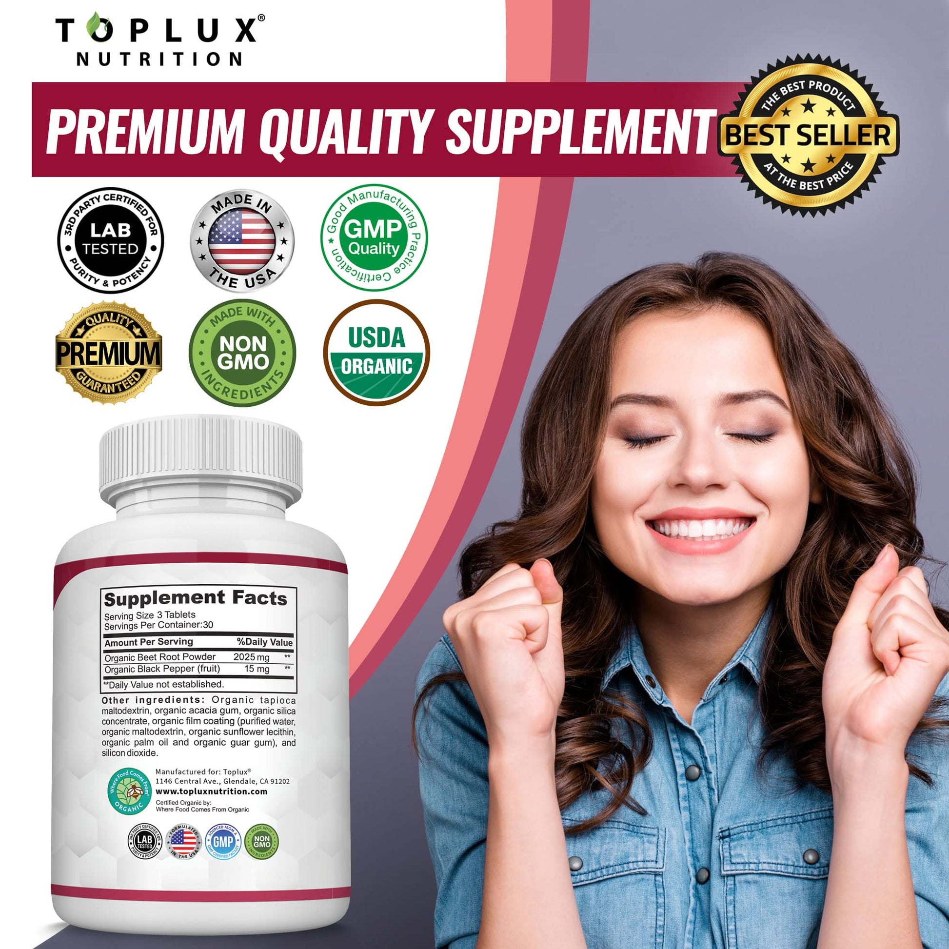Organic Beet Root Powder Tablets - 2040mg Natural Nitric Oxide Beets to Support, Energy Toplux buy supplements canada