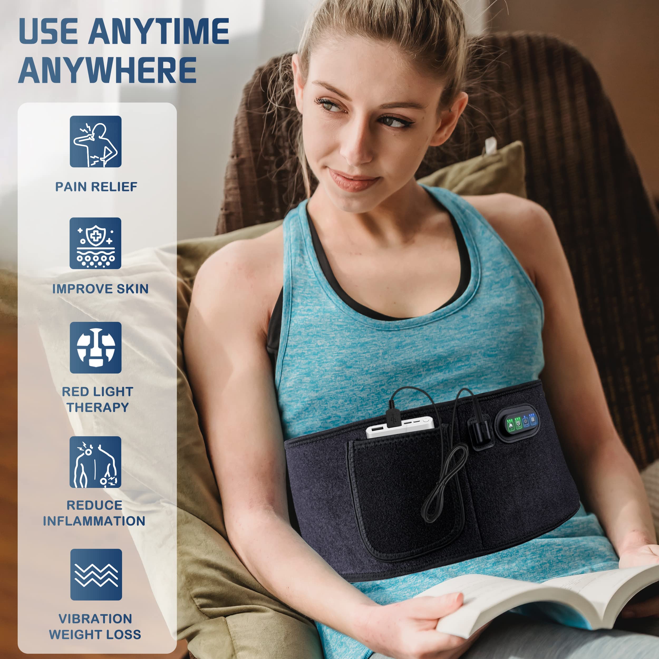 Infrared Red Light Therapy Belt:LED Lamp Vibration Near Body Pain Relief Device Wrap Red Fellibay buy supplements canada