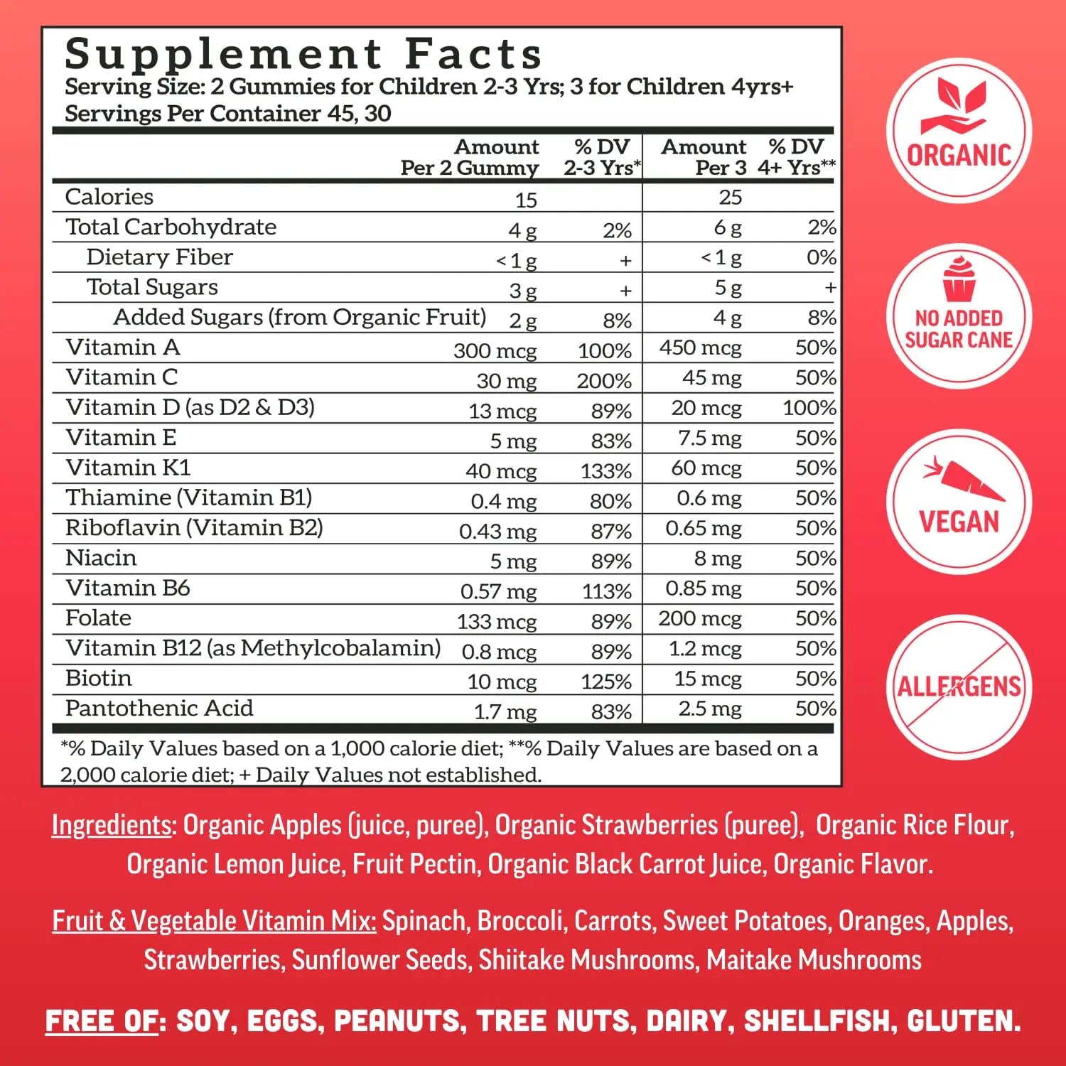 Llama Naturals Kids Multivitamin Gummies | Real Fruit, No Added Sugar Cane | Organic Vegan Toddler Whole Food Vitamins | Llama Naturals buy supplements canada