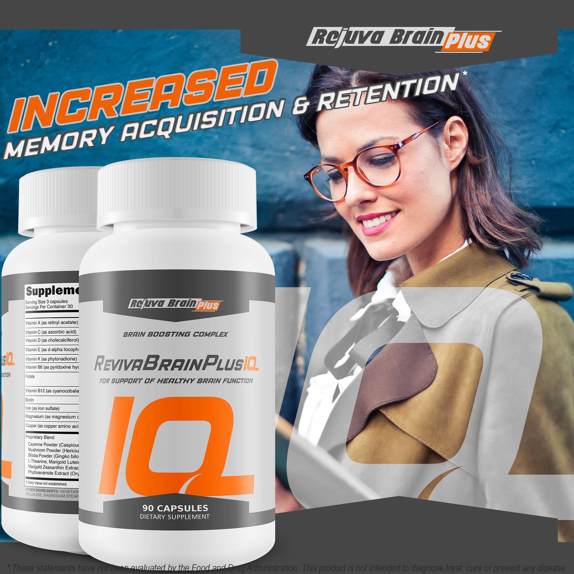 Rejuva Brain Plus Reviva Brain Plus IQ - Support Healthy Brain Function - Brain Boosting Complex Ultra Blend Formulated with Memory Support Nootropic Ingredients - Clarity - Focus - Performance Rejuva Brain Plus buy supplements canada