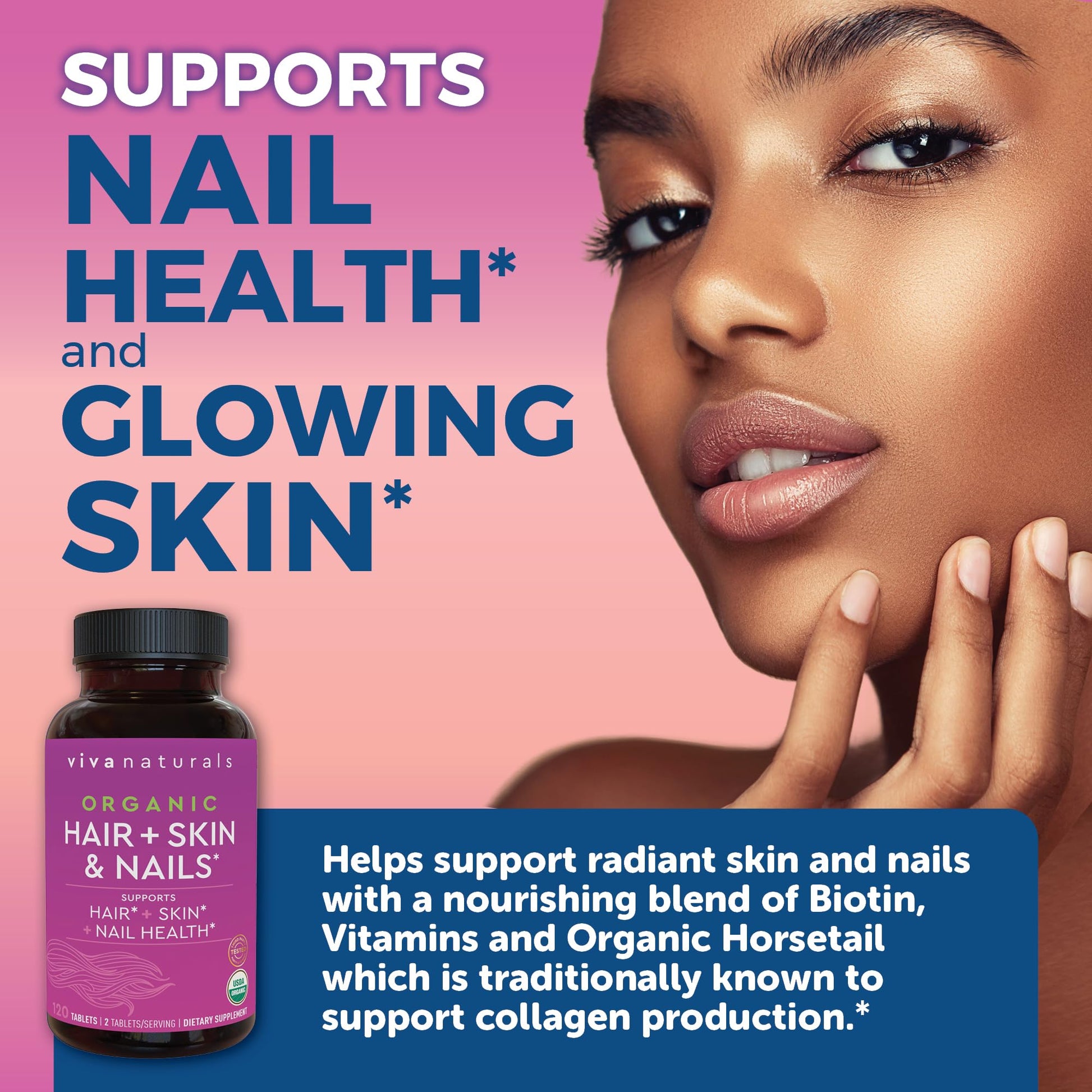 Biotin 5000 mcg Hair Skin Nails Vitamins for Women – Organic and Vegetarian-Friendly Supplement with Vitamin E, B-Vitamins, Spirulina Viva Naturals buy supplements canada