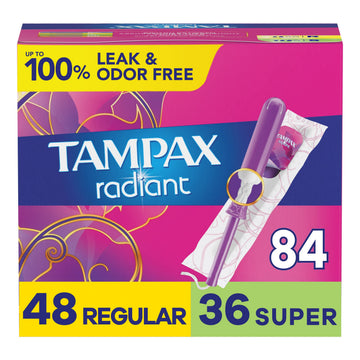 Tampax Radiant Tampons Multipack, Regular/Super Absorbency, with Leakguard Braid, Unscented, 84 Count Tampax buy supplements canada