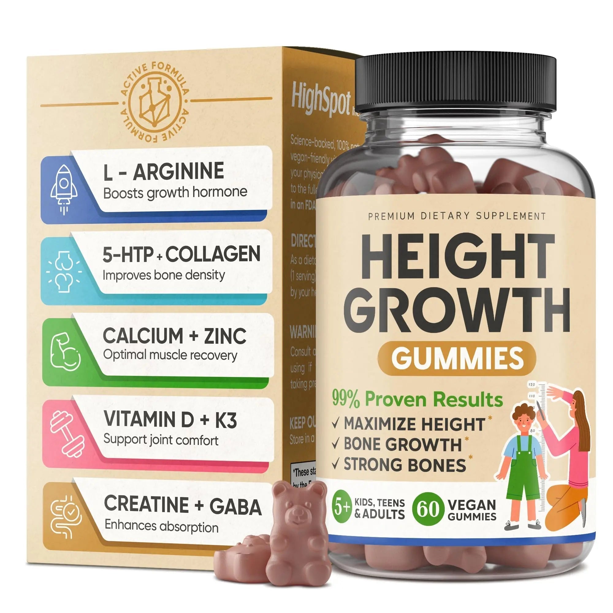 Height Growth Increase Vitamin Gummies, Calcium 100mg, Magnesium Glycinate 30mg, Zinc, Ashwagandha, Vitamin K2 D3 25mg Grow Tall Maximizer Supplement HighSpot buy supplements canada