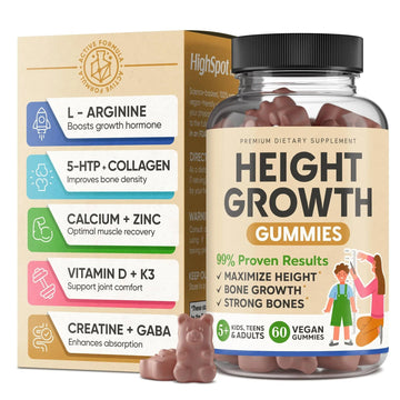 Height Growth Increase Vitamin Gummies, Calcium 100mg, Magnesium Glycinate 30mg, Zinc, Ashwagandha, Vitamin K2 D3 25mg Grow Tall Maximizer Supplement HighSpot buy supplements canada