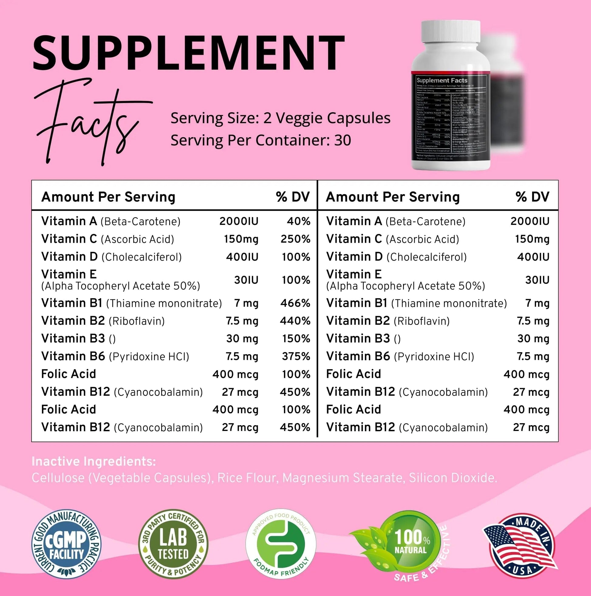 Stellar Labs Low FODMAP Vegan Women's Ultra Multi-Vitamin | Easy to Digest Daily Multivitamin Without Iron | Low Energy Supplement, Female Support | Stellar Labs buy supplements canada
