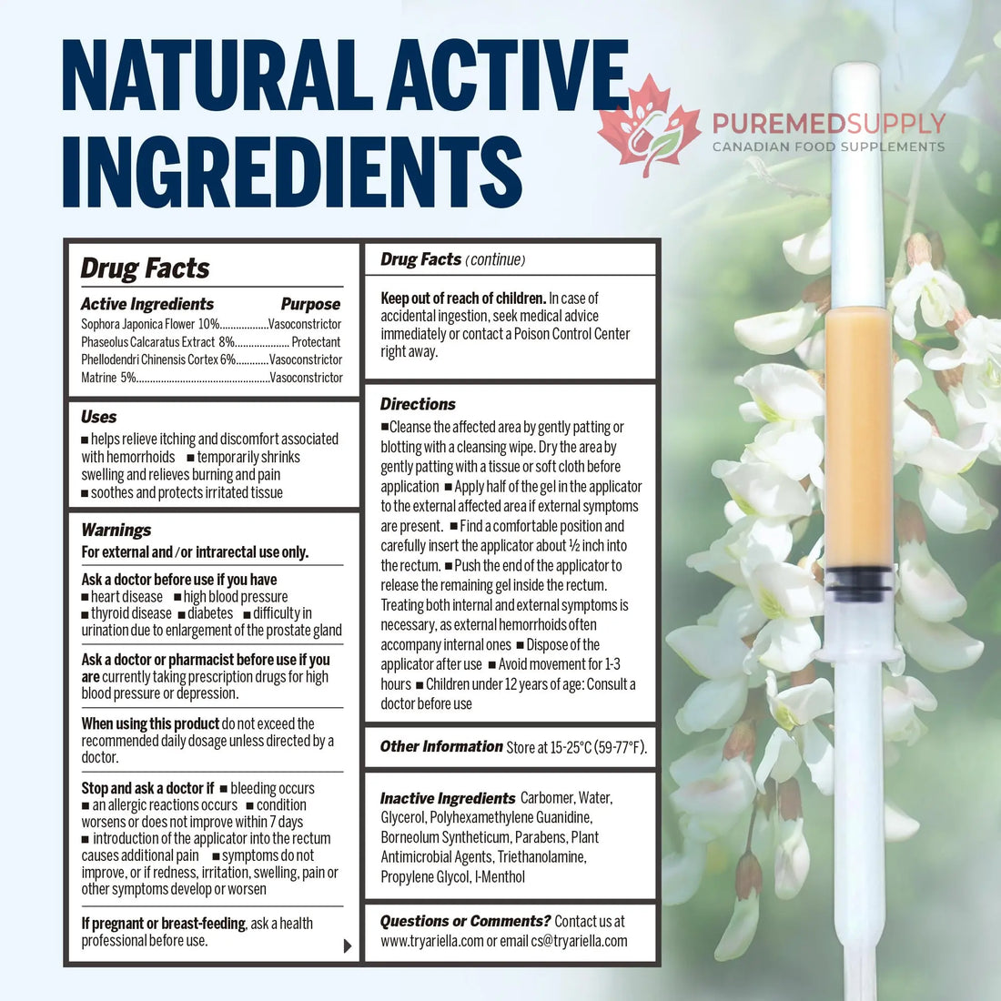 Ariella Hemorrhoid Treatment Suppository Gel: Natural & Herbal - Relieve Itching Burning Discomfort - Internal Relief - New Rounded Applicator - Nighttime Use (Pack of 6, Old) Ariella buy supplements canada
