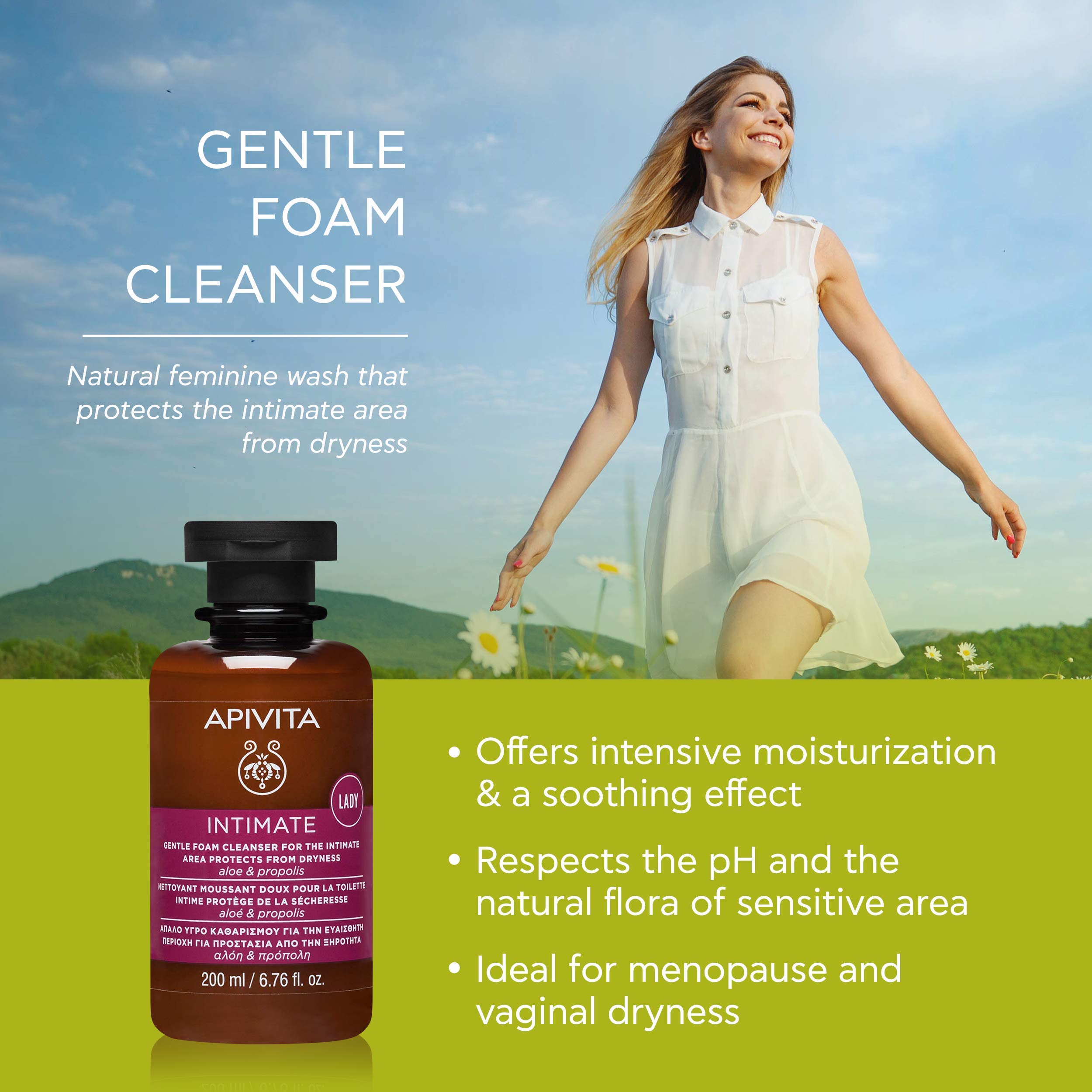 APIVITA Gentle Foam Cleanser for the Intimate Area, pH Balancing Feminine Wash Apivita buy supplements canada