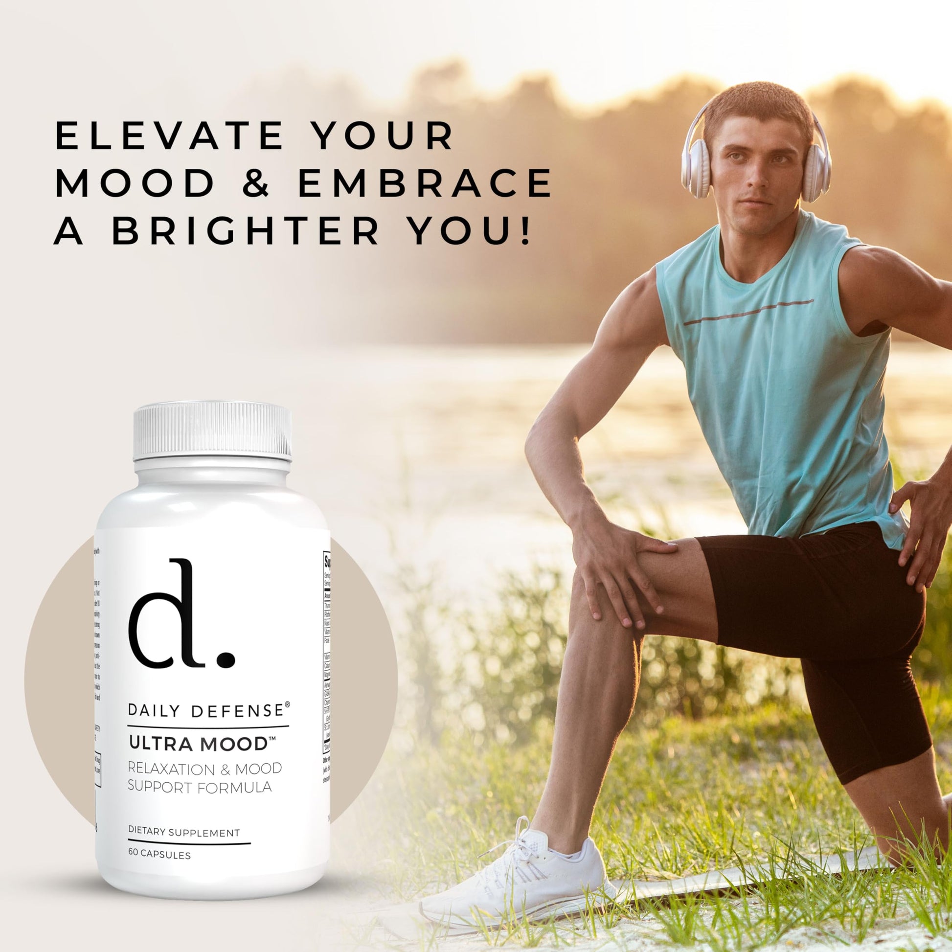 Daily Defense Mood Support Supplement - Ultra Mood 60 Count Mood Enhancer with Calcium Carbonate, Folic Acid, GABA, 5-HTP, Ashwagandha Root Extract & More - Non GMO Mood & Relaxation Supplement Daily Defense buy supplements canada