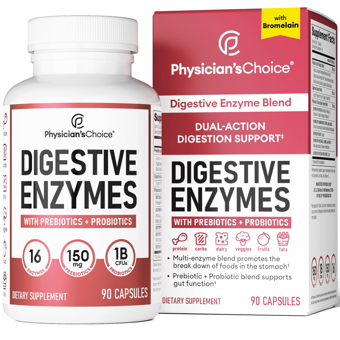 Physician's CHOICE Digestive Enzymes - Multi Enzymes, Bromelain, Organic Prebiotics Physician's CHOICE buy supplements canada