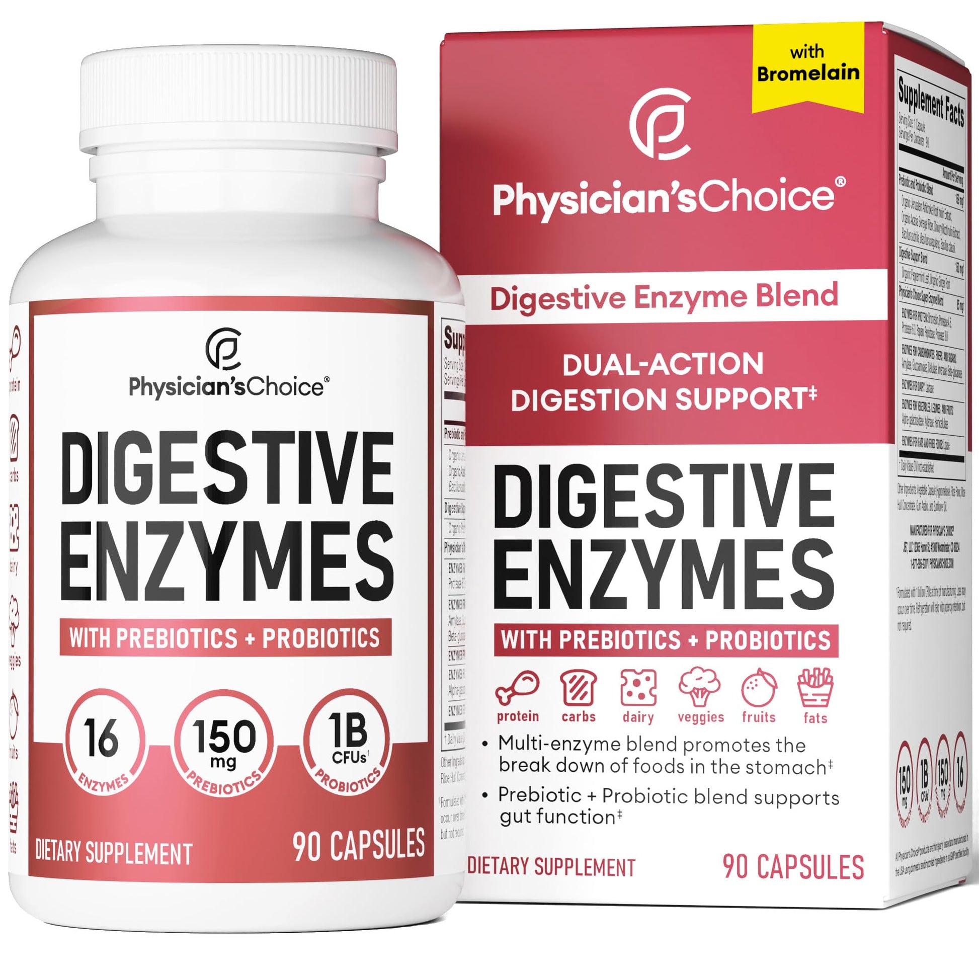 Physician's CHOICE Digestive Enzymes - Multi Enzymes, Bromelain, Organic Prebiotics Physician's CHOICE buy supplements canada