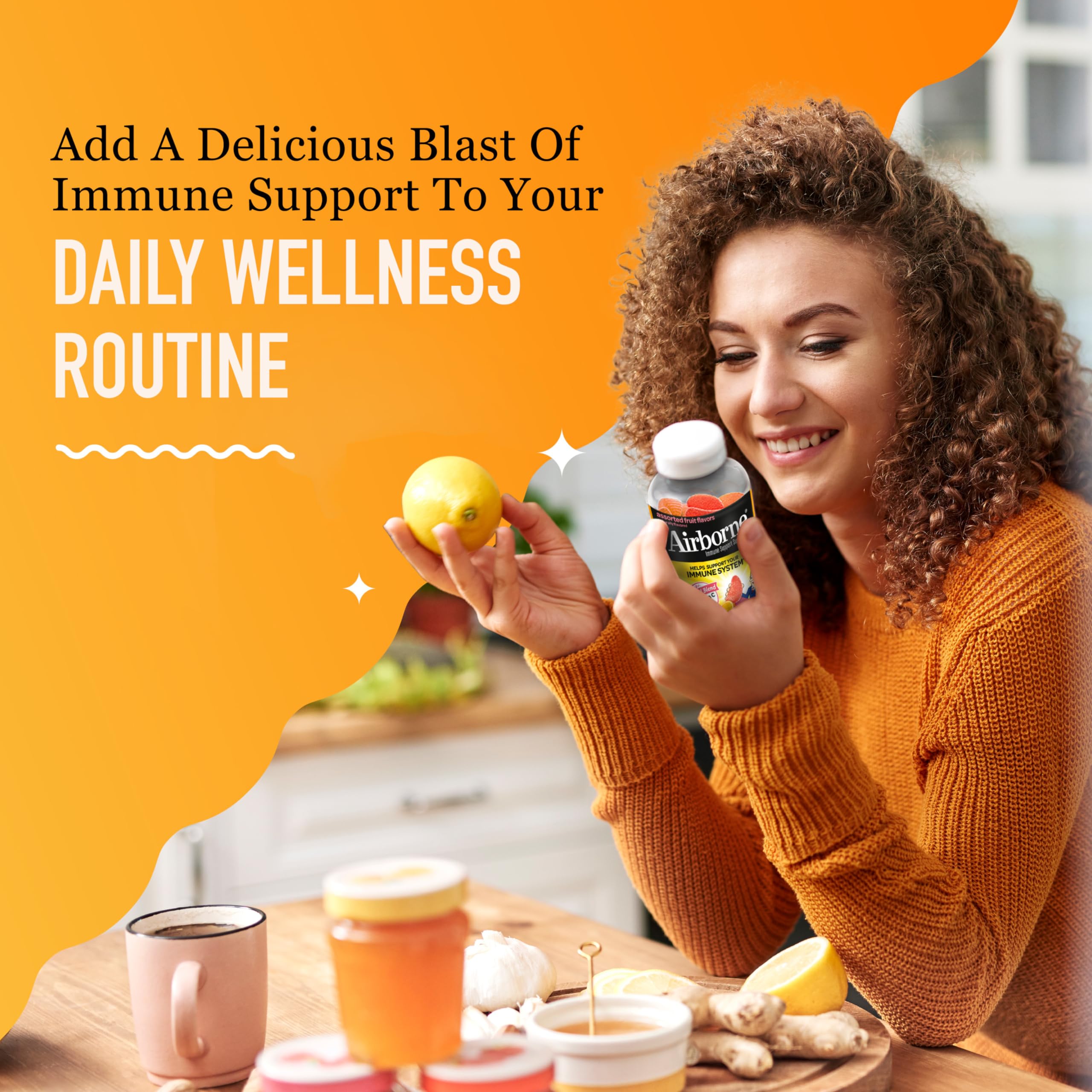 Airborne 750mg Vitamin C Gummies for Adults, Immune Support Gummies with Powerful Antioxidants VIT C & E, Caffeine Free Airborne buy supplements canada