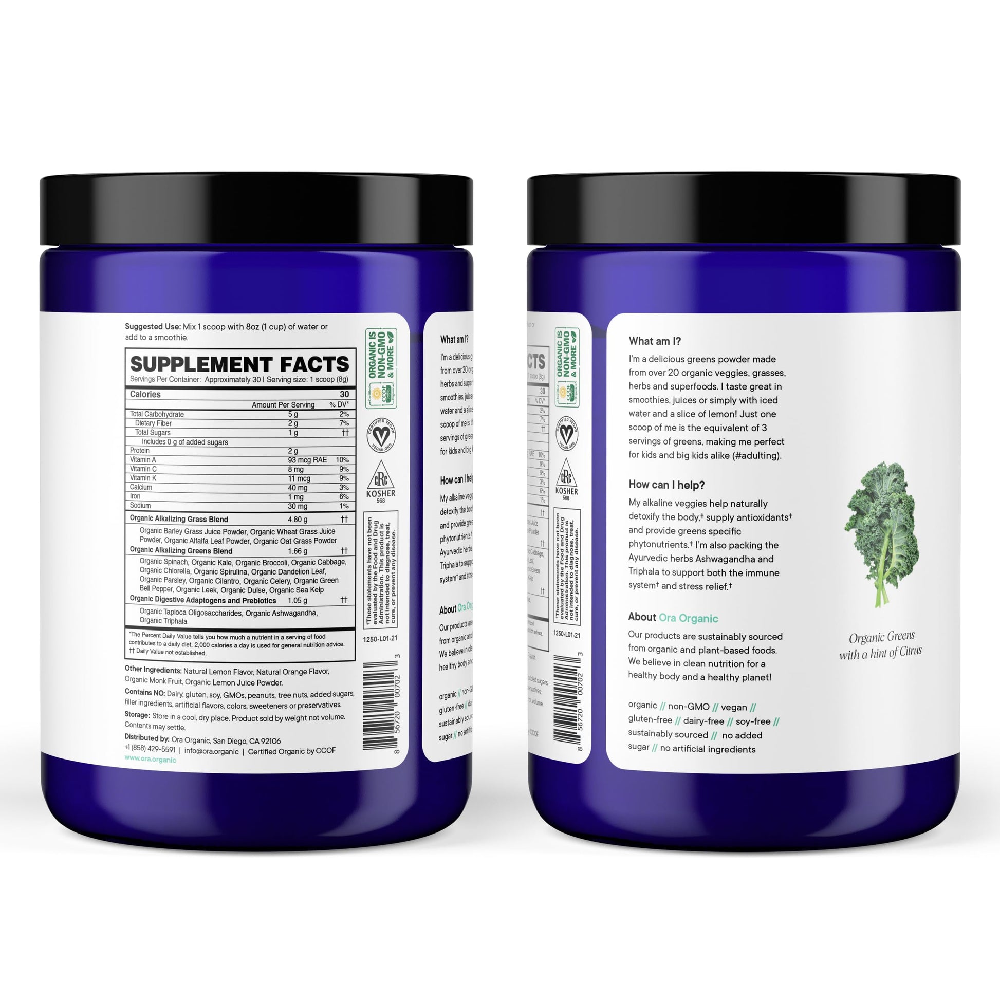 Ora Organic Greens Powder - Vegan, Gluten-Free, Organic Super Greens Drink for Energy and Detox | Antioxidants & Adaptogenic Herbs | 20+ Superfood Greens Blend - Citrus Flavor, 30 Servings Ora Organic buy supplements canada