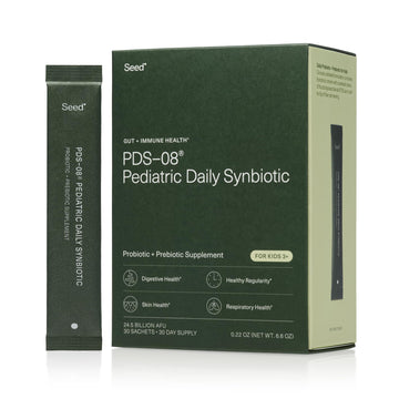 Seed PDS-08 Pediatric Daily Synbiotic - Fiber-Based Prebiotic & Probiotic for Kids - Digestive Health, Regularity, Constipation Relief - Ages 3-17 - Vegan and Shelf-Stable - 30 Sachets (30-Day Supply) Visit the Seed Store buy supplements canada