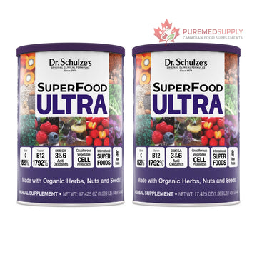 Dr. Schulze's SuperFood Ultra - Plant-Based Superfood Powder for Active Lifestyle Support - Vital Nutrients - Natural Ingredients - Gluten-Free & Dairy-Free - Vegan - 17.4 oz (13 Servings) - 2 Pack Dr. Schulze's buy supplements canada