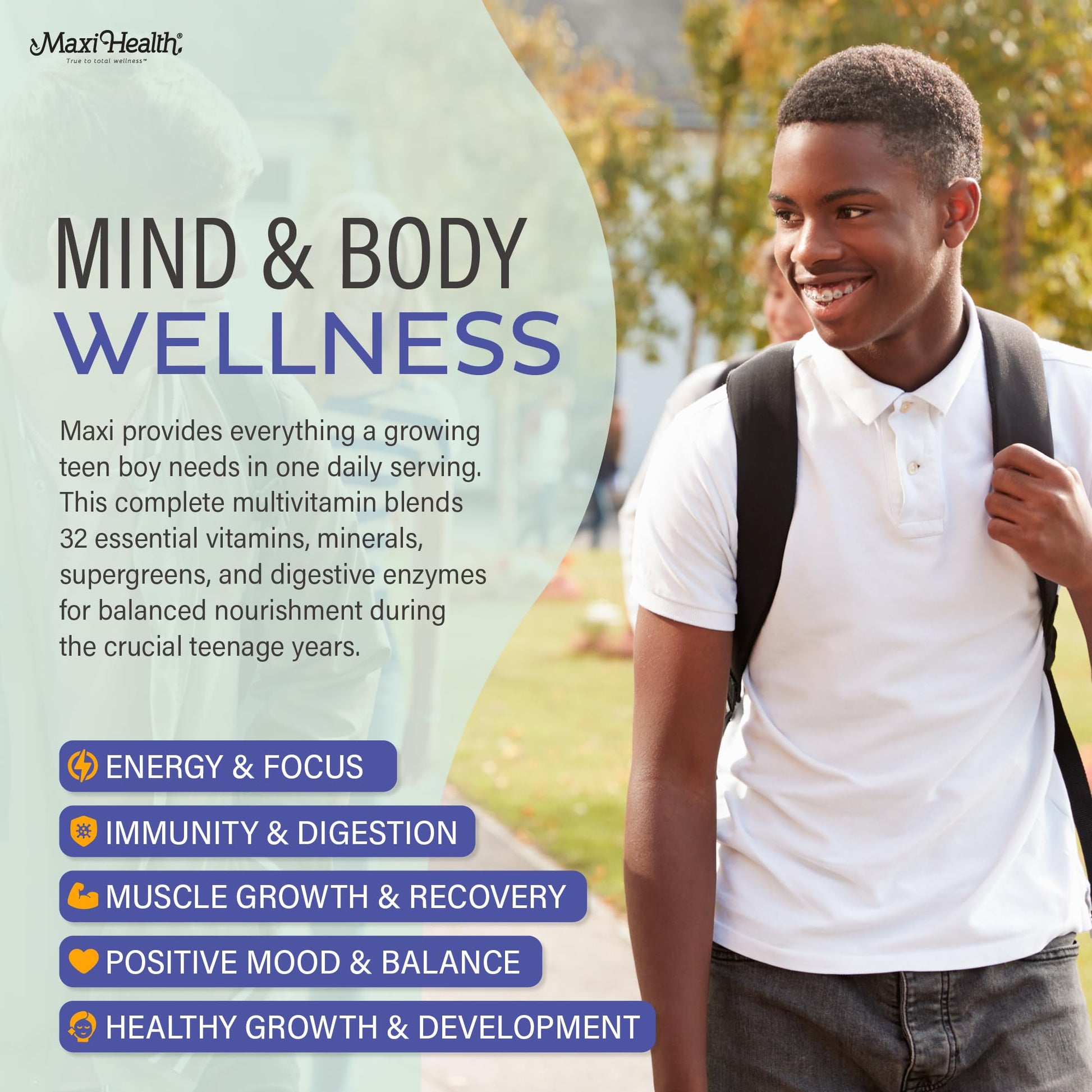 Teen Vitamins for Boys 12-17 - Teen Multivitamin Supreme with D3, Iron, Calcium, Biotin, Digestive Enzymes Maxi Health buy supplements canada