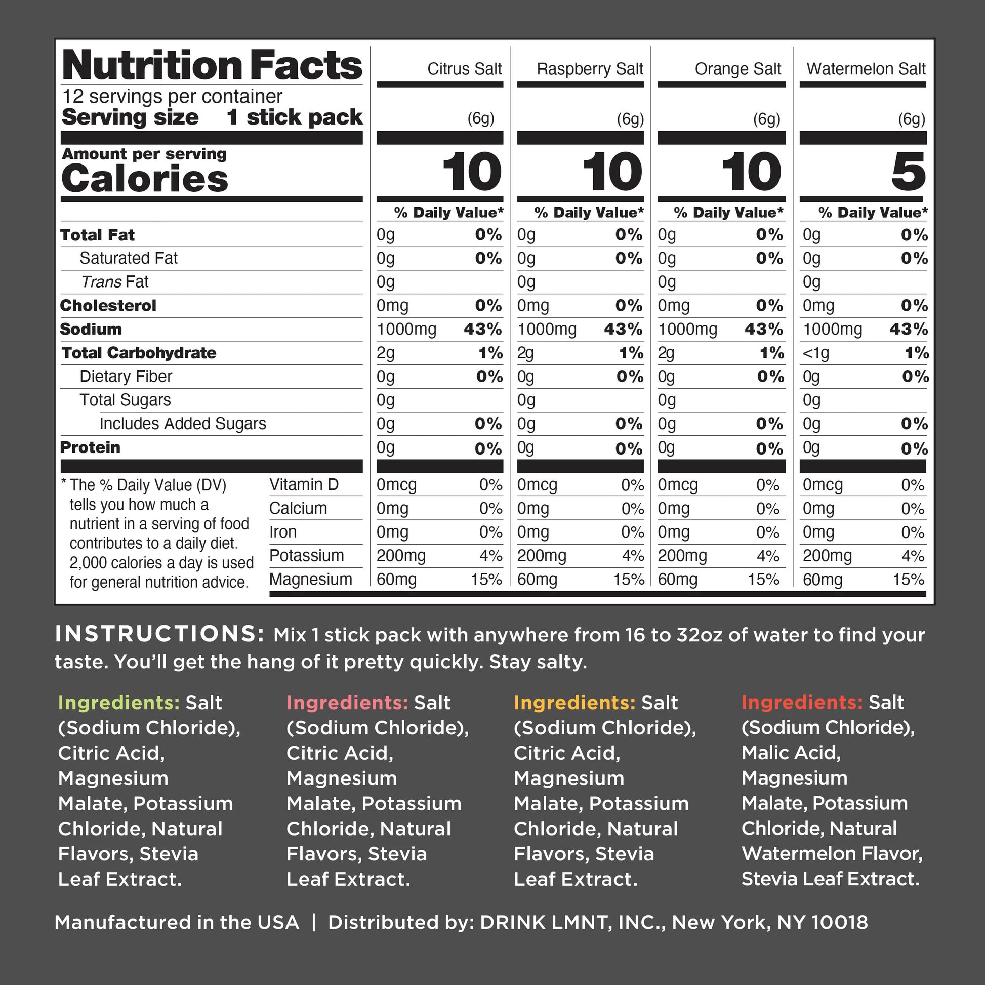 LMNT Zero-Sugar Electrolytes - Variety Pack Bundle - Hydration Powder Packets Drink LMNT buy supplements canada