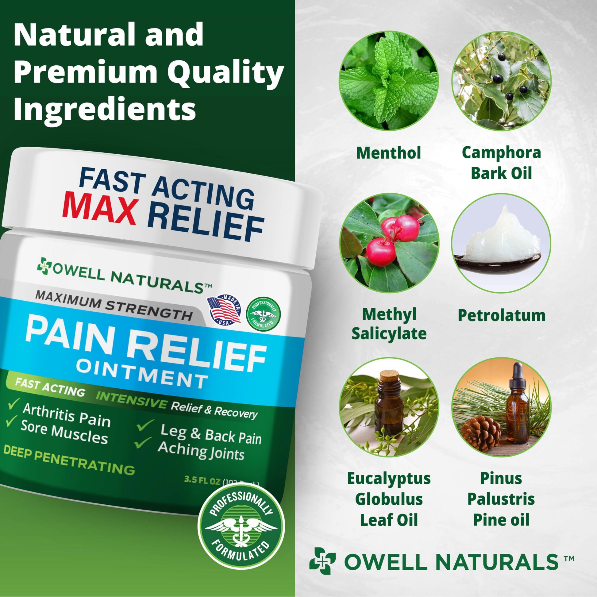 OWELL NATURALS Arthritis Pain Relief Ointment with Arnica & MSM – Deep Penetrating Joint & Muscle Therapy for Knee, Back, Sore Muscles, Legs, 3.5 oz (2 Pack) Owell Naturals buy supplements canada