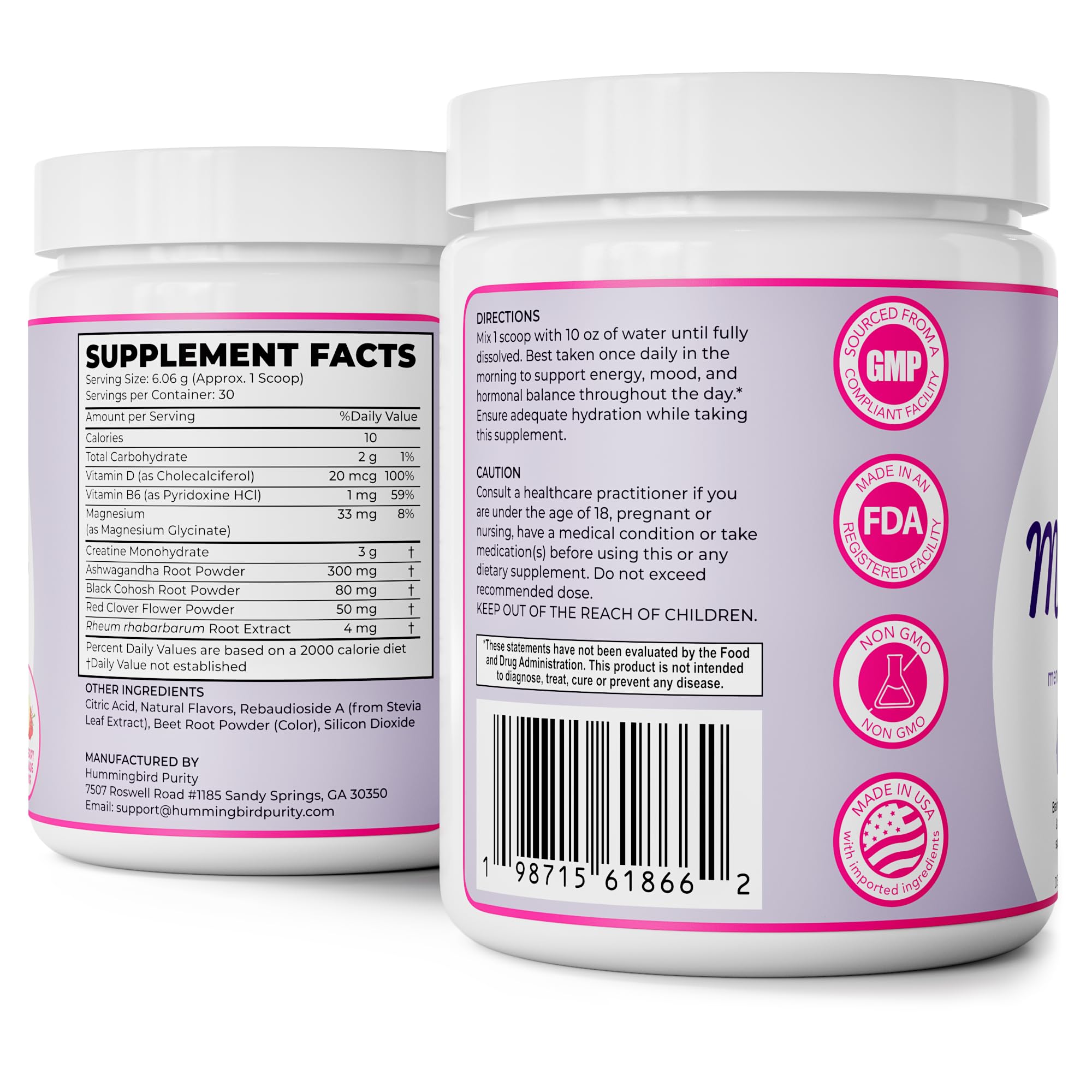 Meno Magic Menopause Support Drink – Raspberry Lemonade with Creatine, Herbs & Vitamins | 30 Servings Hummingbird Purity buy supplements canada