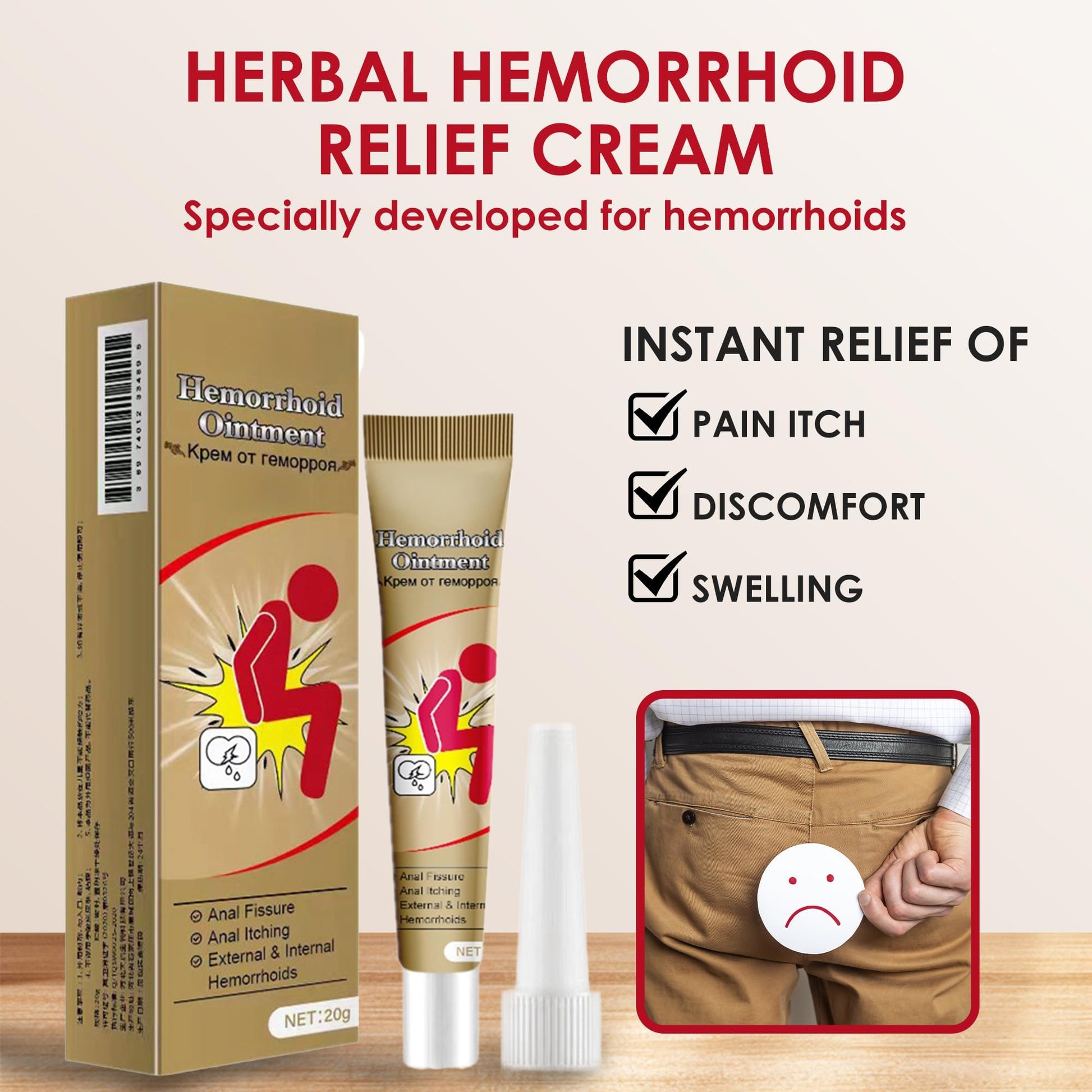 Hemorrhoid Cream, Herbal Hemorrhoid Ointment, Natural Itching & Burning Relief Hemorrhoidal Cream, External Discomfort Support for Men Women 20g Generic buy supplements canada
