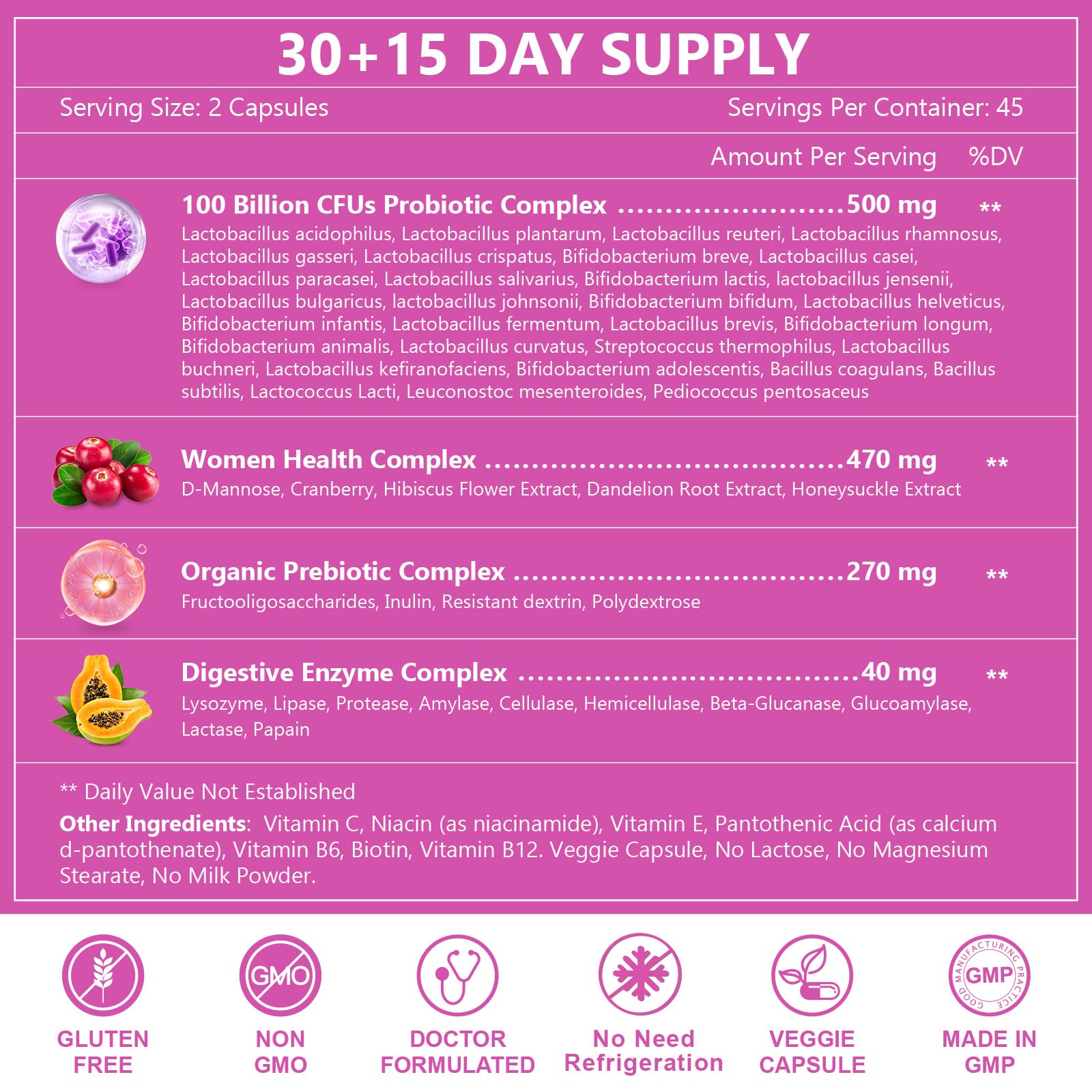 NATURE TARGET Probiotics for Women, 100 Billion CFUs Probiotic with Digestive Enzymes & Prebiotics, Vaginal Probiotics with Cranberry for Urinary Tract Health NATURE TARGET buy supplements canada