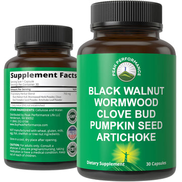 Wormwood Black Walnut Clove Cleanse for Humans. Elimination Detox + Intestinal Support Capsules Supplement for Adults and Kids. Pills with Artichoke and Pumpkin Seed for Additional Benefits Peak Performance buy supplements canada