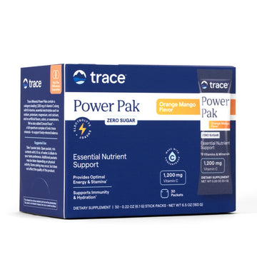 Trace Minerals Power Pak Multivitamin and Multimineral Packets - Electrolyte Support - 1200 mg Vitamin C plus 70+ Trace Minerals - Sugar Free - Orange Mango Flavor - 30 Packets Trace Minerals buy supplements canada