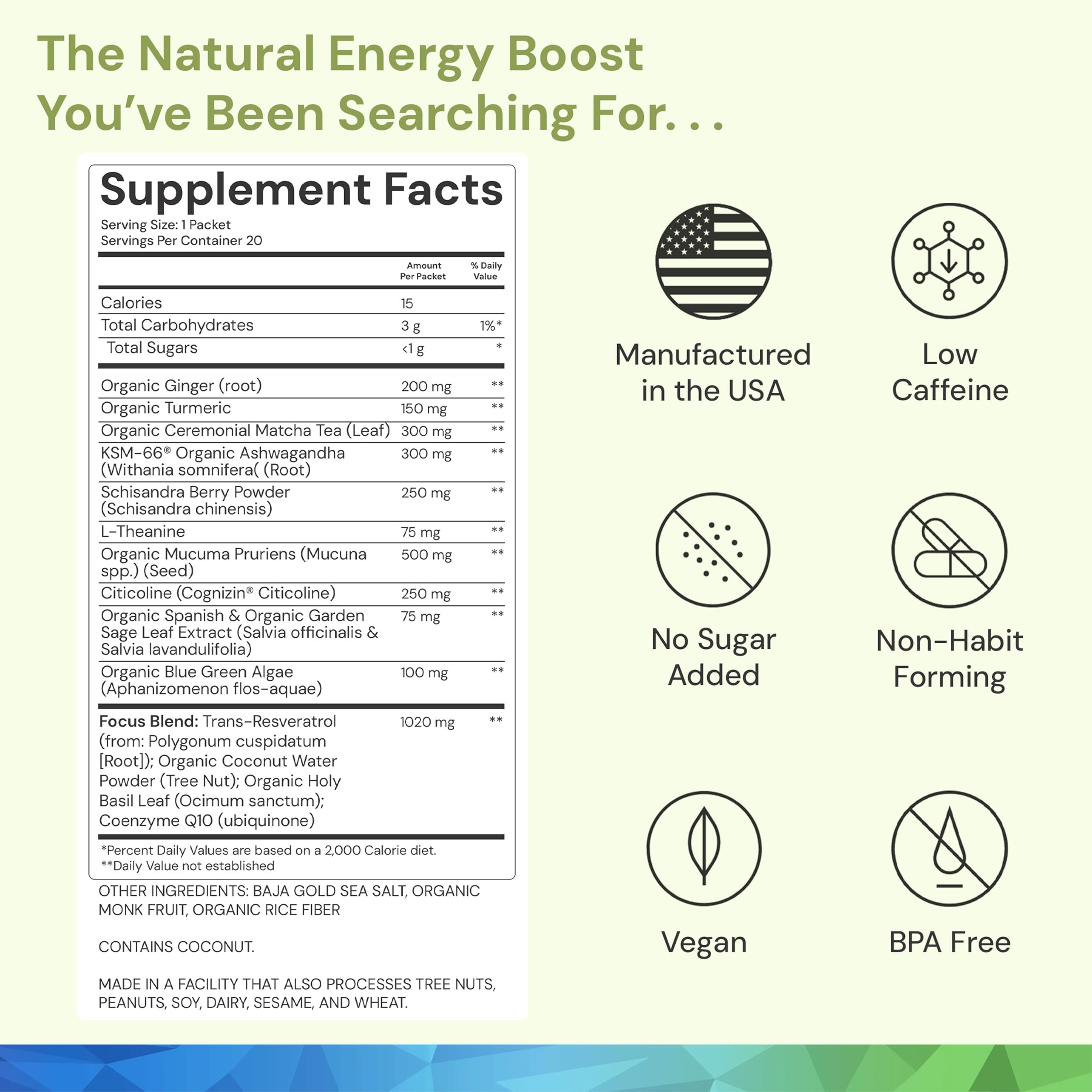 ION* Intelligence of Nature Focused Mind Nootropic Powder Drink Mix - Brain Boost Nootropic Drink with Matcha for Memory, Focus & Relaxation, Brain Supplement for Men & Women, Adults - 20 Packets ION* Intelligence of Nature buy supplements canada