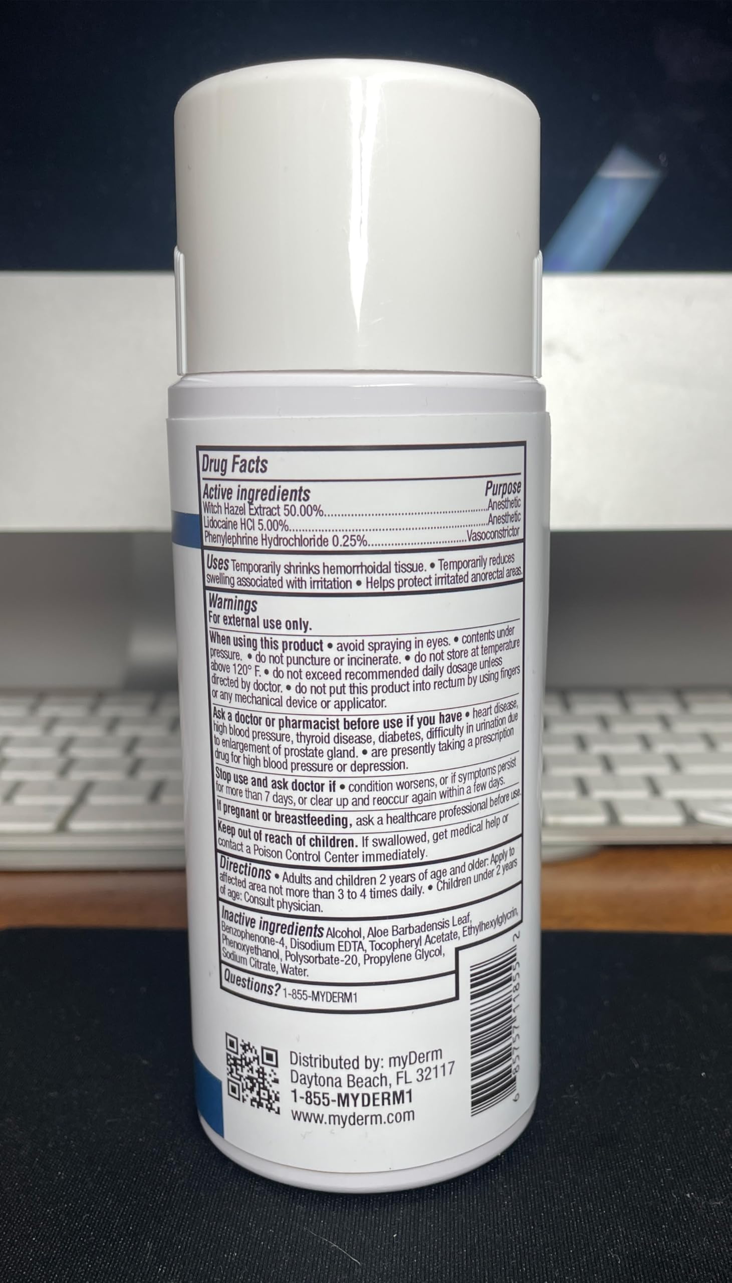 Myderm Medical Numbing Spray - 4.5oz - Maximum Strength 5% Lidocaine with Phenylephrine HCl and Witch Hazel - Fast-Acting Reliever with A Touch-Free Application - First Aid Supplies - Made in USA Myderm buy supplements canada