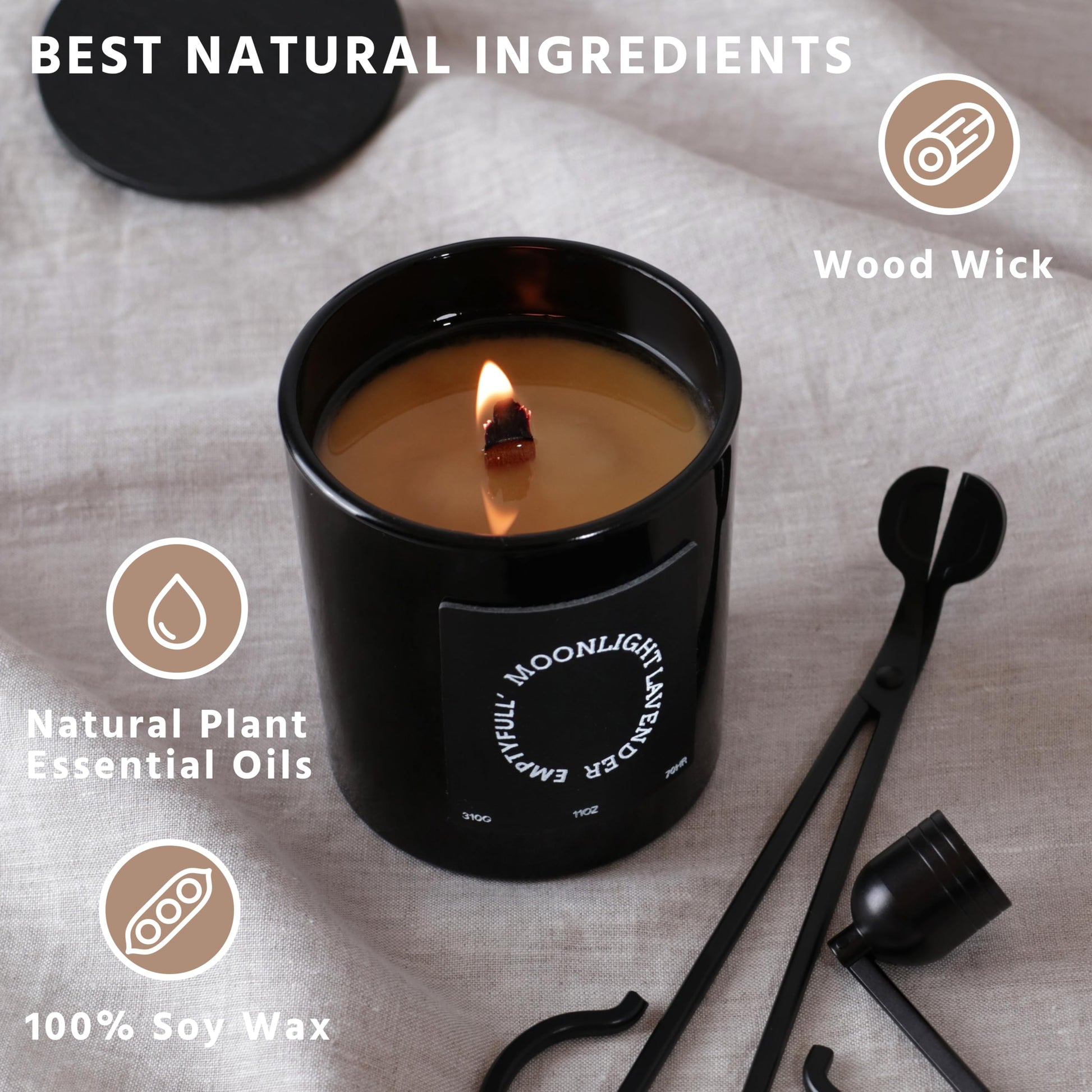 EMPTYFULL Lavender Scented Candles, Wood Wick, 11 oz Large Candle, Natural Soy Candles Emptyfull buy supplements canada