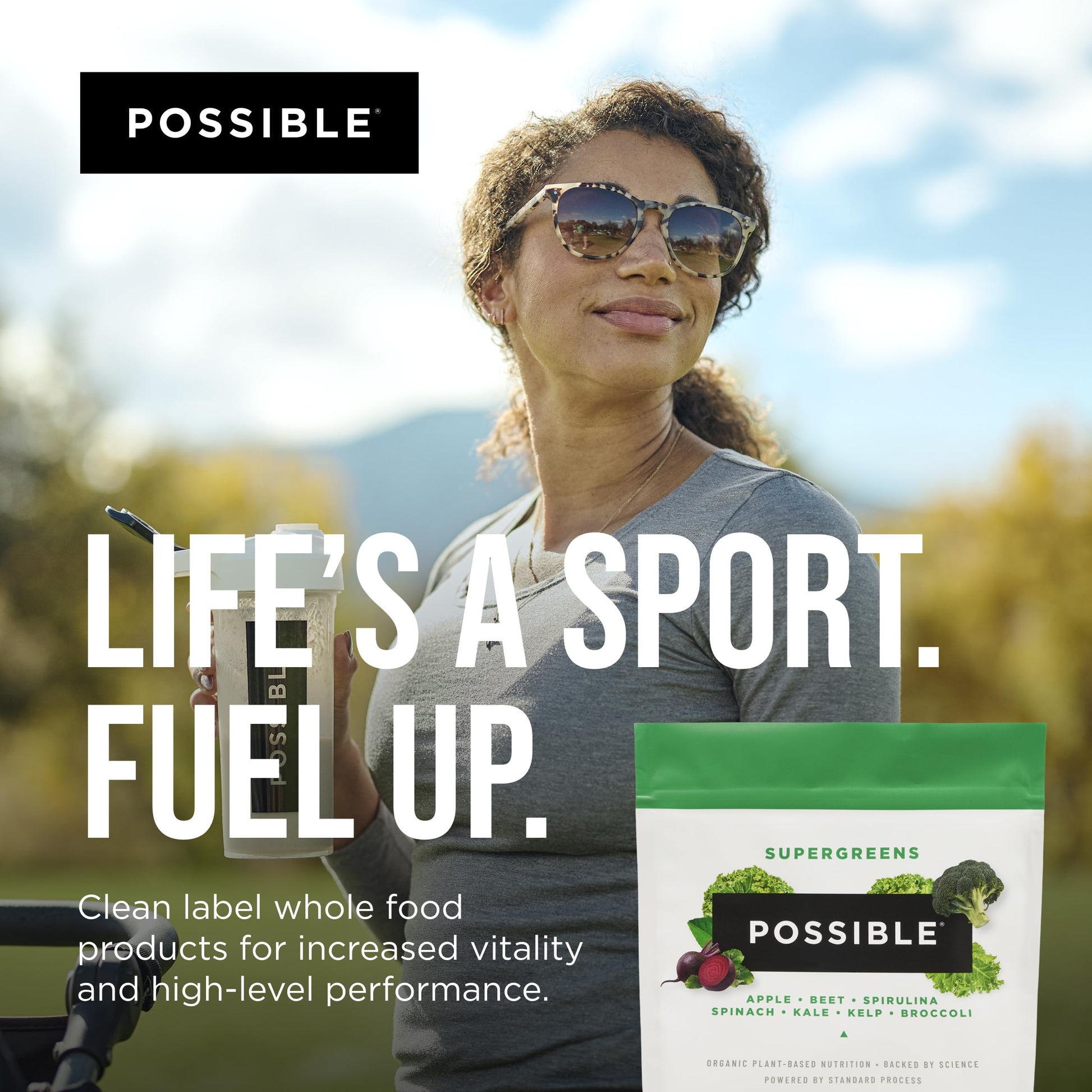Possible SuperGreens - Potent Superfoods Blend - Plant-Based Antioxidant Support - Greens Powder Supplement & Drink Mix - Non-GMO, Vegan & Gluten-Free - SuperGreens (30 Servings) Possible buy supplements canada