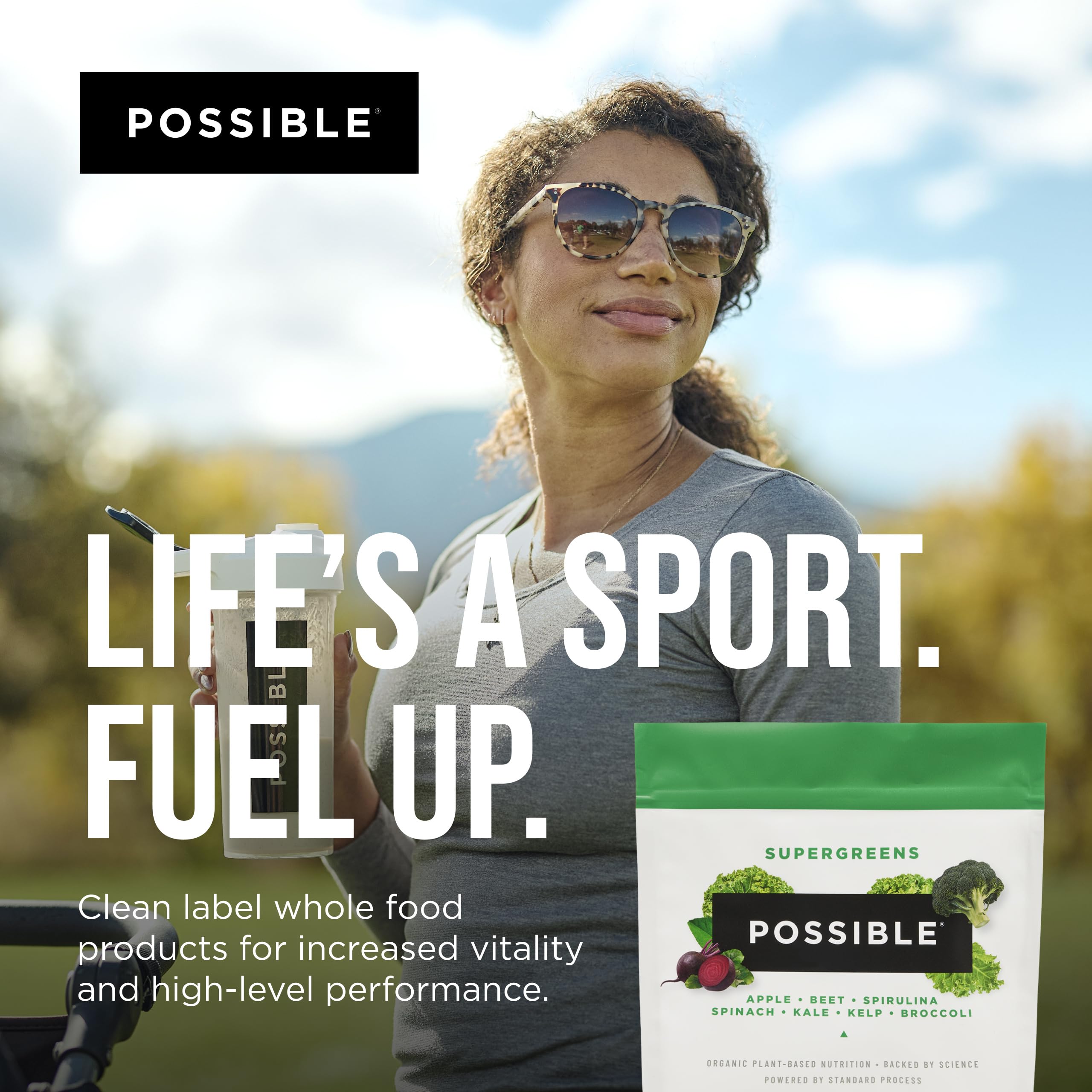 Possible SuperGreens - Potent Superfoods Blend - Plant-Based Antioxidant Support - Greens Powder Supplement & Drink Mix - Non-GMO, Vegan & Gluten-Free - SuperGreens (30 Servings) Possible buy supplements canada