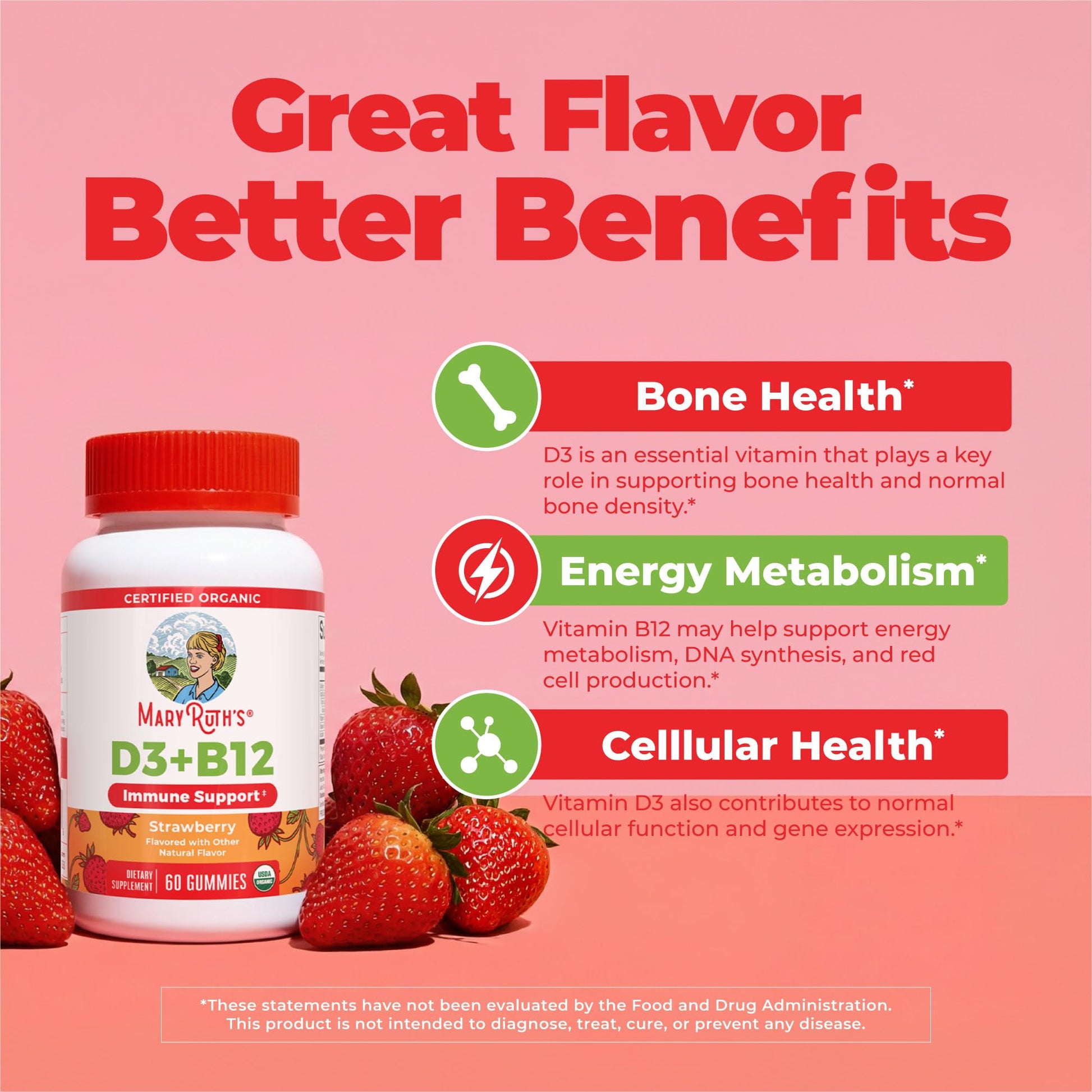 MARYRUTH'S Organic Vitamin D3 + B12 Gummies for Ages 4+ | Bone Health | Immune Support | Energy Metabolism | Cognitive Function | Vegan | Non-GMO MARYRUTH'S buy supplements canada