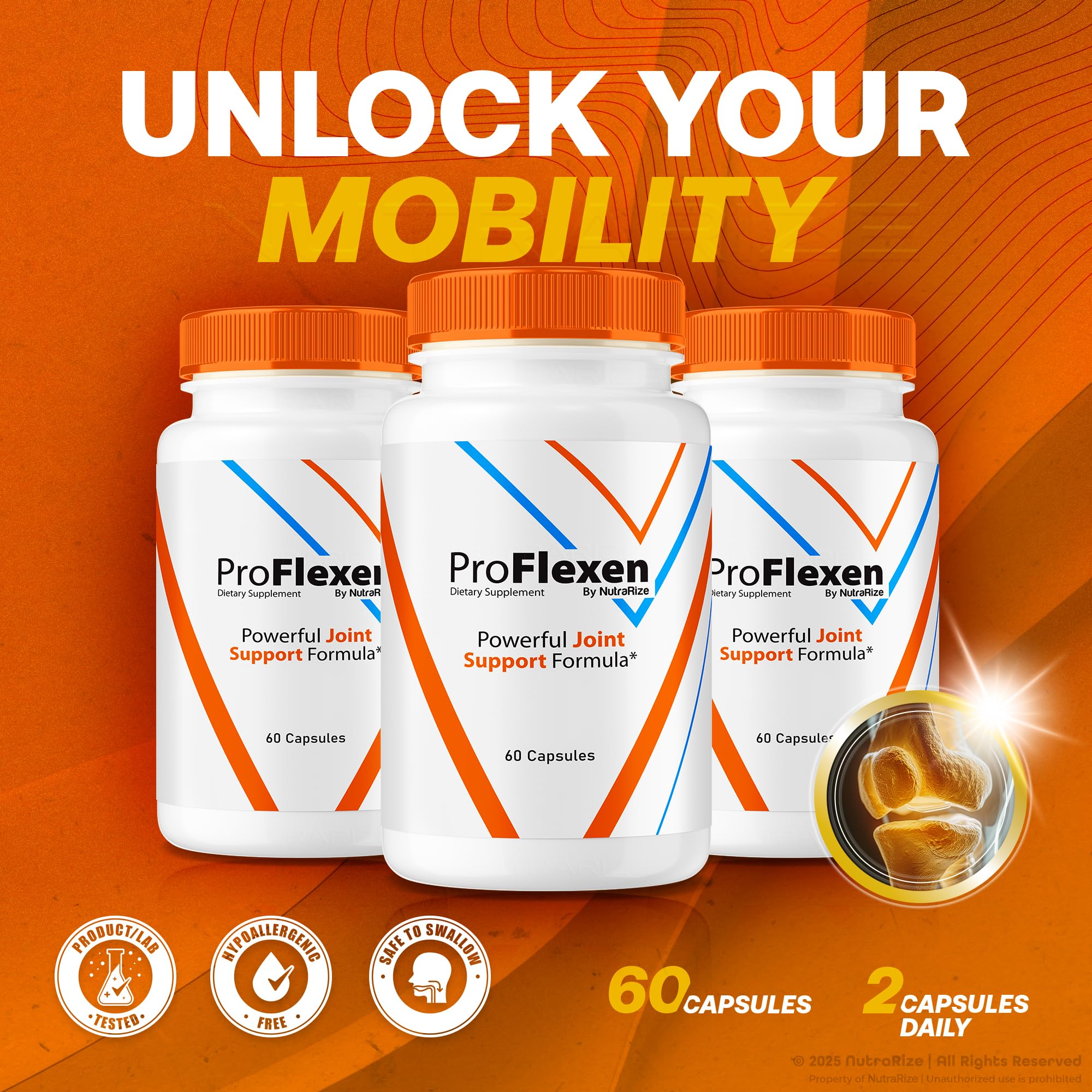 ProFlexen Capsules, ProFlexen Advanced Joint Support Formula, ProFlexen Collagen Support Pills, All Natural Supplement for Healthy and Flexible Joints, Official Pro Flexen Joint Reviews (60 Capsules) NutraRize buy supplements canada
