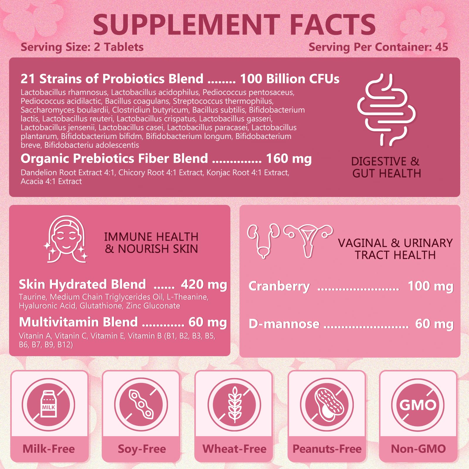 Probiotics for Women Digestive Health, Vaginal Probiotics with D-Mannose & Cranberry NATURE TARGET buy supplements canada
