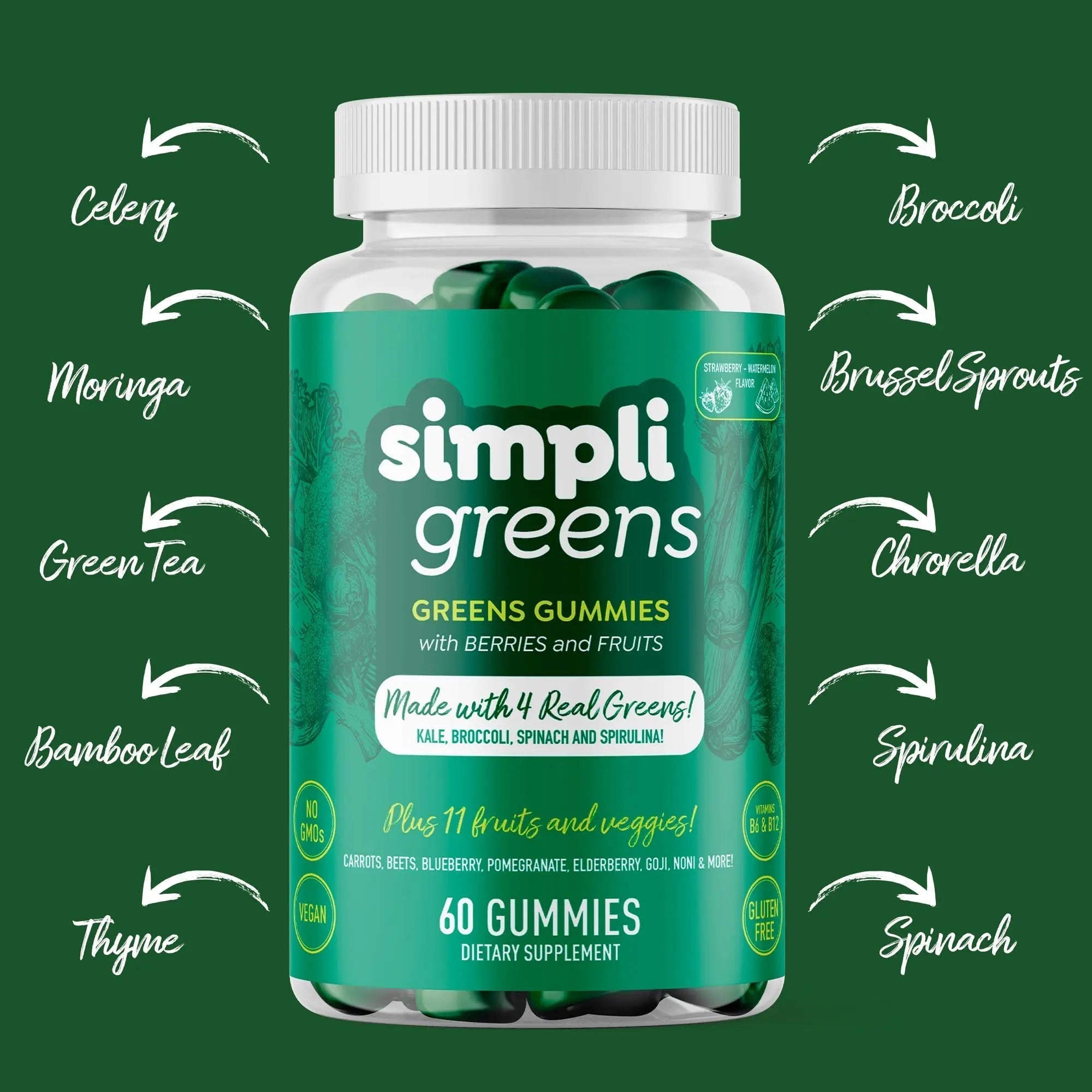SIMPLI GREENS Vegan Superfood Gummies Supplement – 60 Count – Nutrient-Rich Gummy Vitamins – Supports Overall Wellness SIMPLI GREENS buy supplements canada