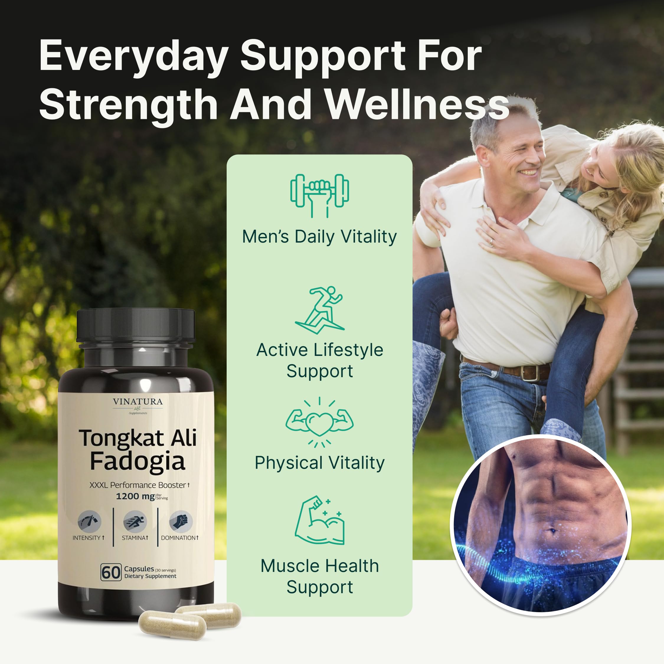 Tongkat Ali Fadogia Agrestis - 1200mg, Enhanced with Nitric Oxide Booster Supplement, Longjack Tongkat Ali for Men, VINATURA buy supplements canada