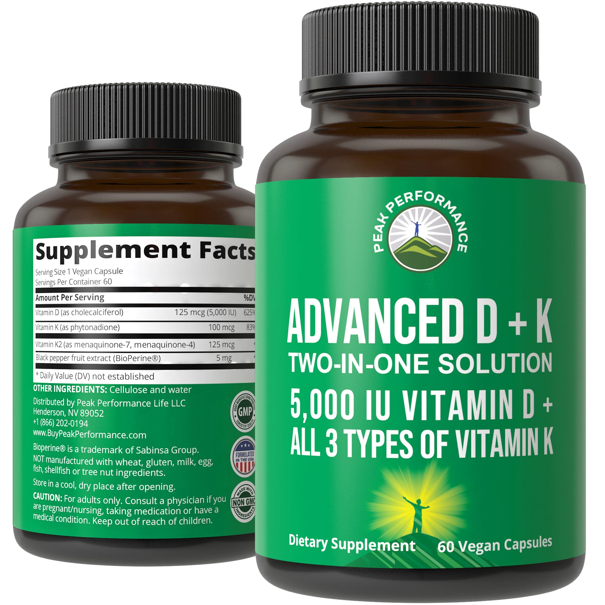 Peak Performance Advanced Vitamin D 5000 IU with All 3 Types of Vitamin K Vitamin D3 and Vitamin K2, K1, MK-7 (MK7), MK4 Supplement Peak Performance buy supplements canada