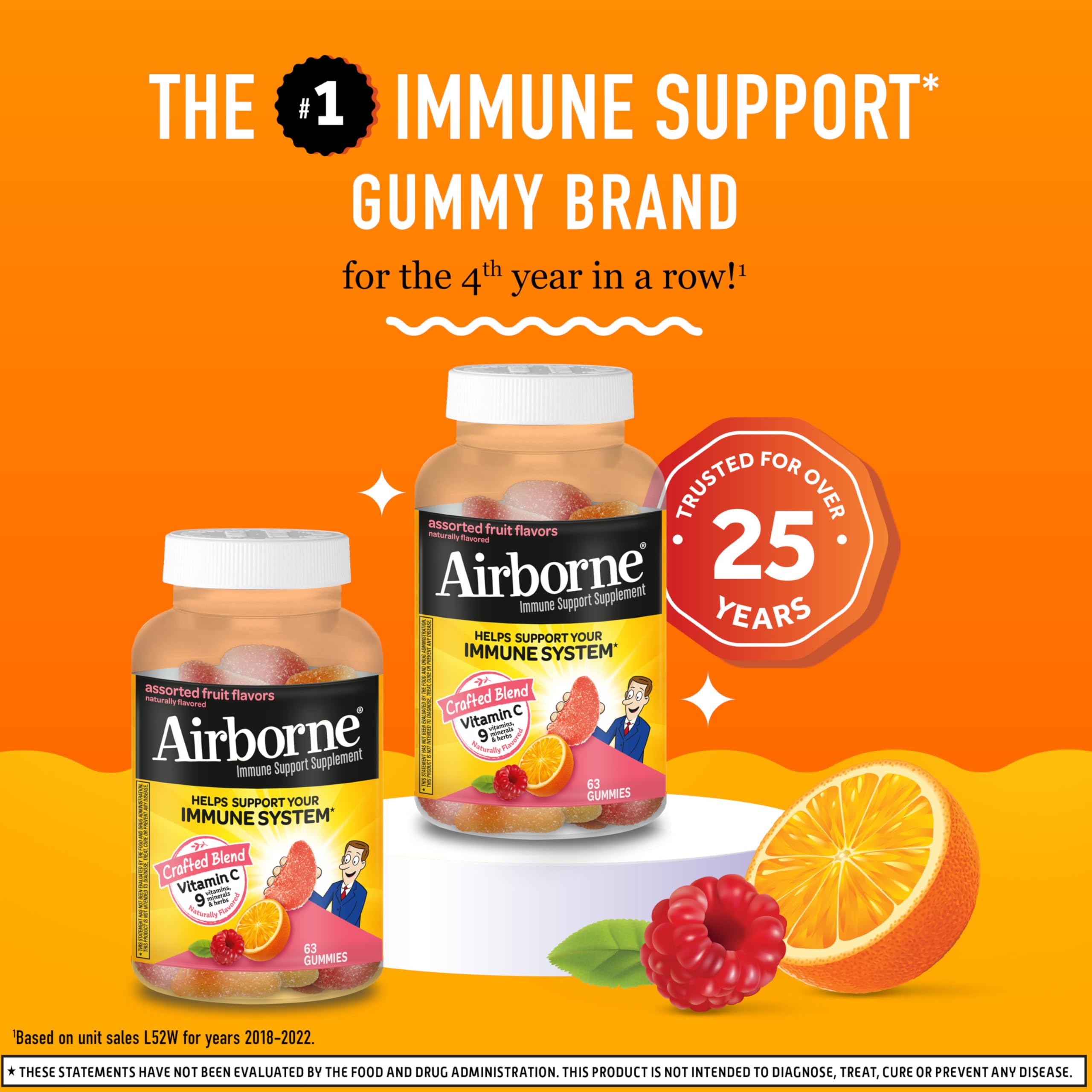 Airborne 750mg Vitamin C Gummies for Adults, Immune Support Gummies with Powerful Antioxidants VIT C & E, Caffeine Free Airborne buy supplements canada