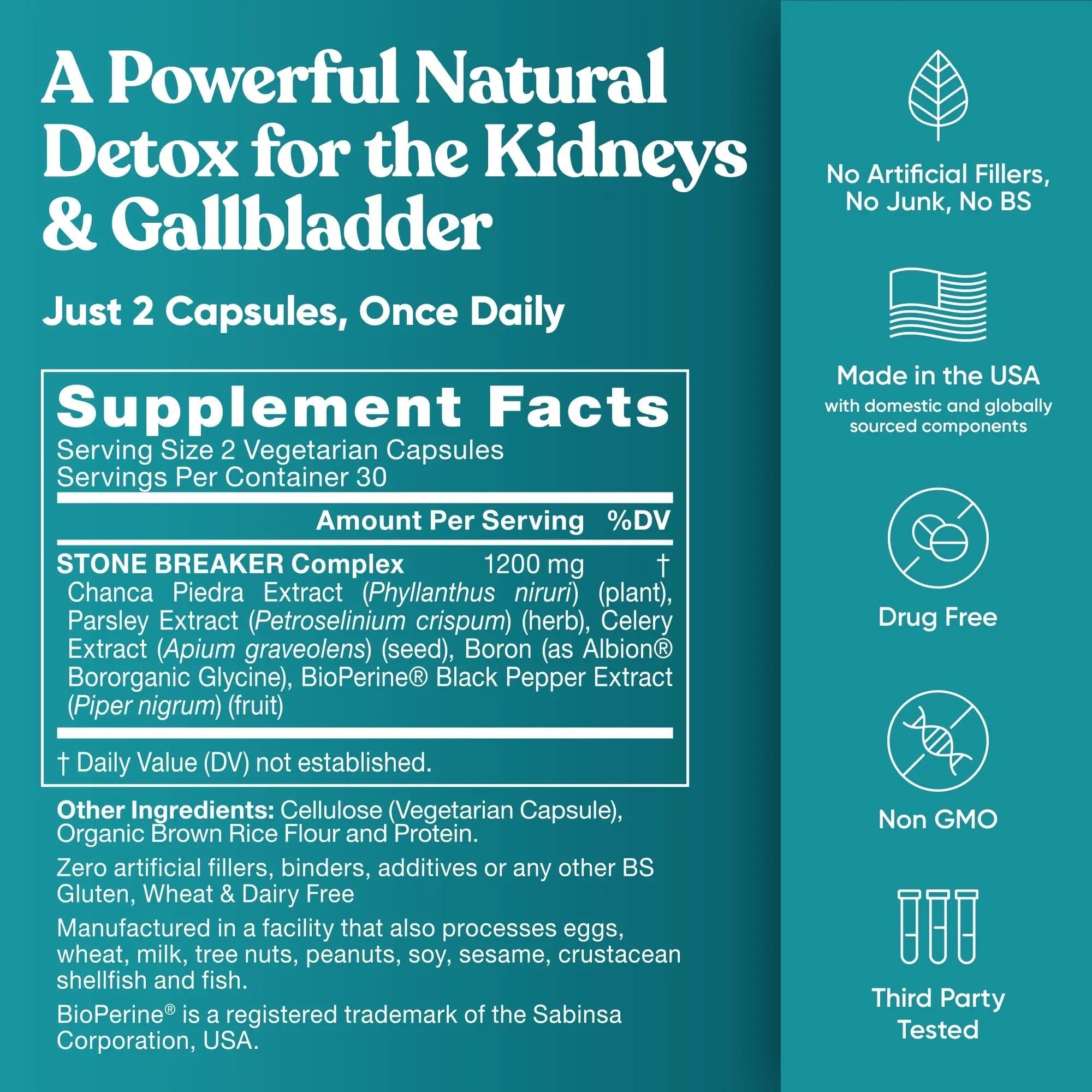 Chanca Piedra Stone Breaker - The Original Stone Breaking Formula with Celery Seed & Parsley - Supports Kidney, Gallbladder & Urinary Tract Cleansing to Help Flush Impurities - 60 Vegetarian Capsules Eu Natural buy supplements canada