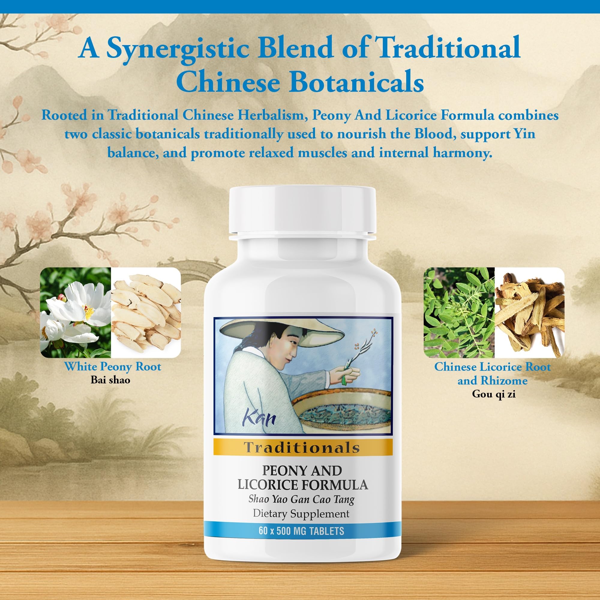 Kan Herbs Company Peony & Licorice Formula Tablets – Traditional Chinese Herbal Blend with White Peony Root & Chinese Licorice to Support Liver Balance, Muscle Comfort & Digestive Harmony, 60 Tablets Kan Herb buy supplements canada