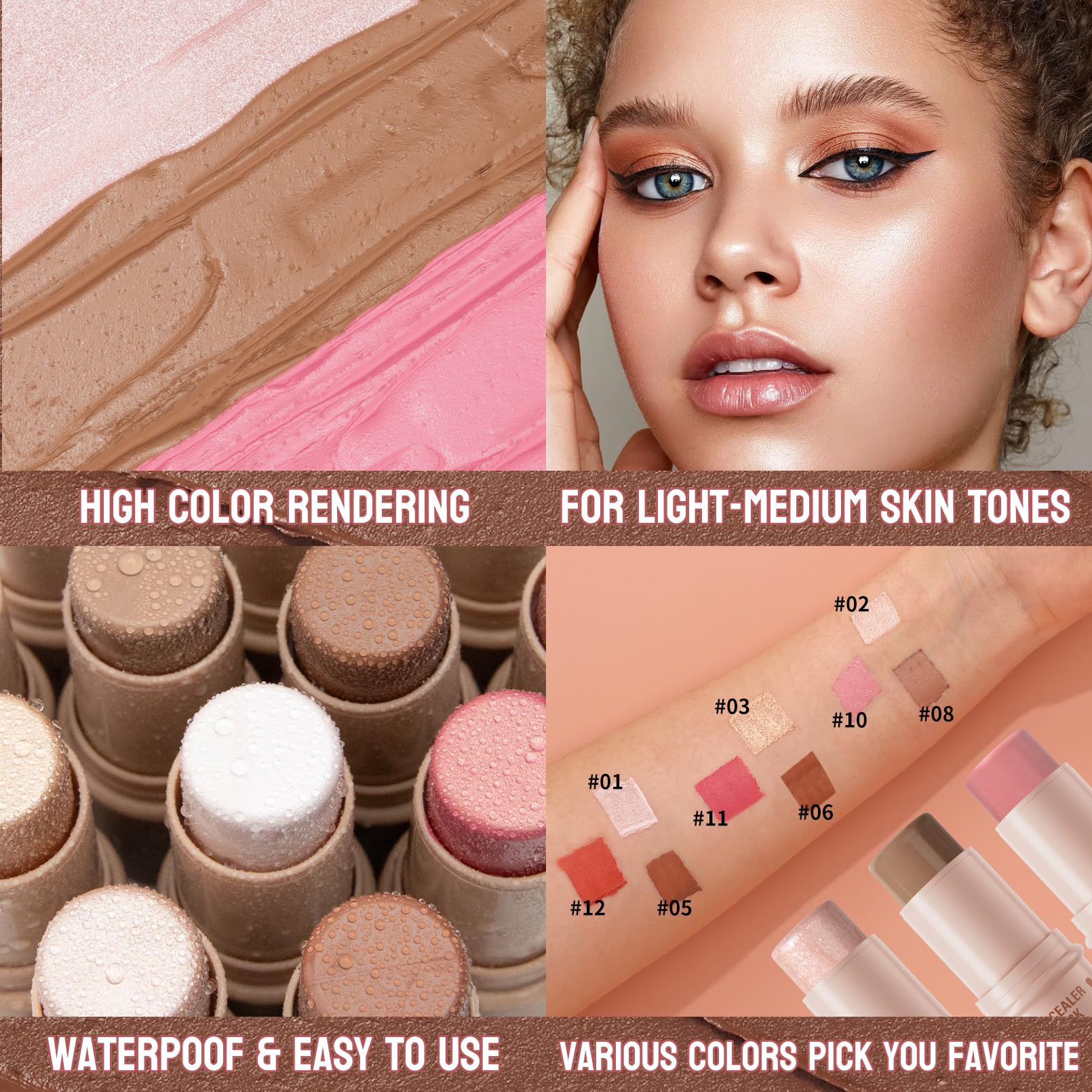 3Pcs Cream Contour Sticks Kit, Highlighter Stick Blush Stick Cream Contour Kit Makeup Set with Brush,Face Brightens & Shades Contour Stick Waterproof for Women QIC buy supplements canada