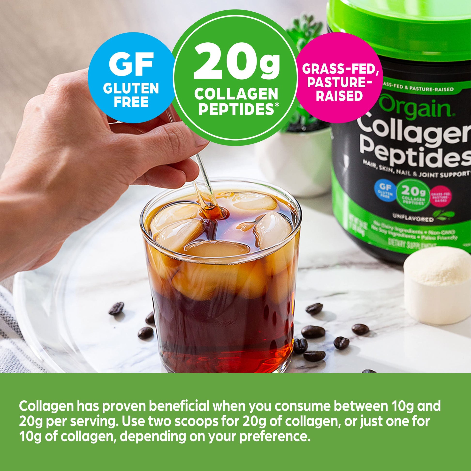 Orgain Hydrolyzed Collagen Peptides Powder, 20g Grass Fed Collagen - Hair, Skin, Nail Orgain buy supplements canada