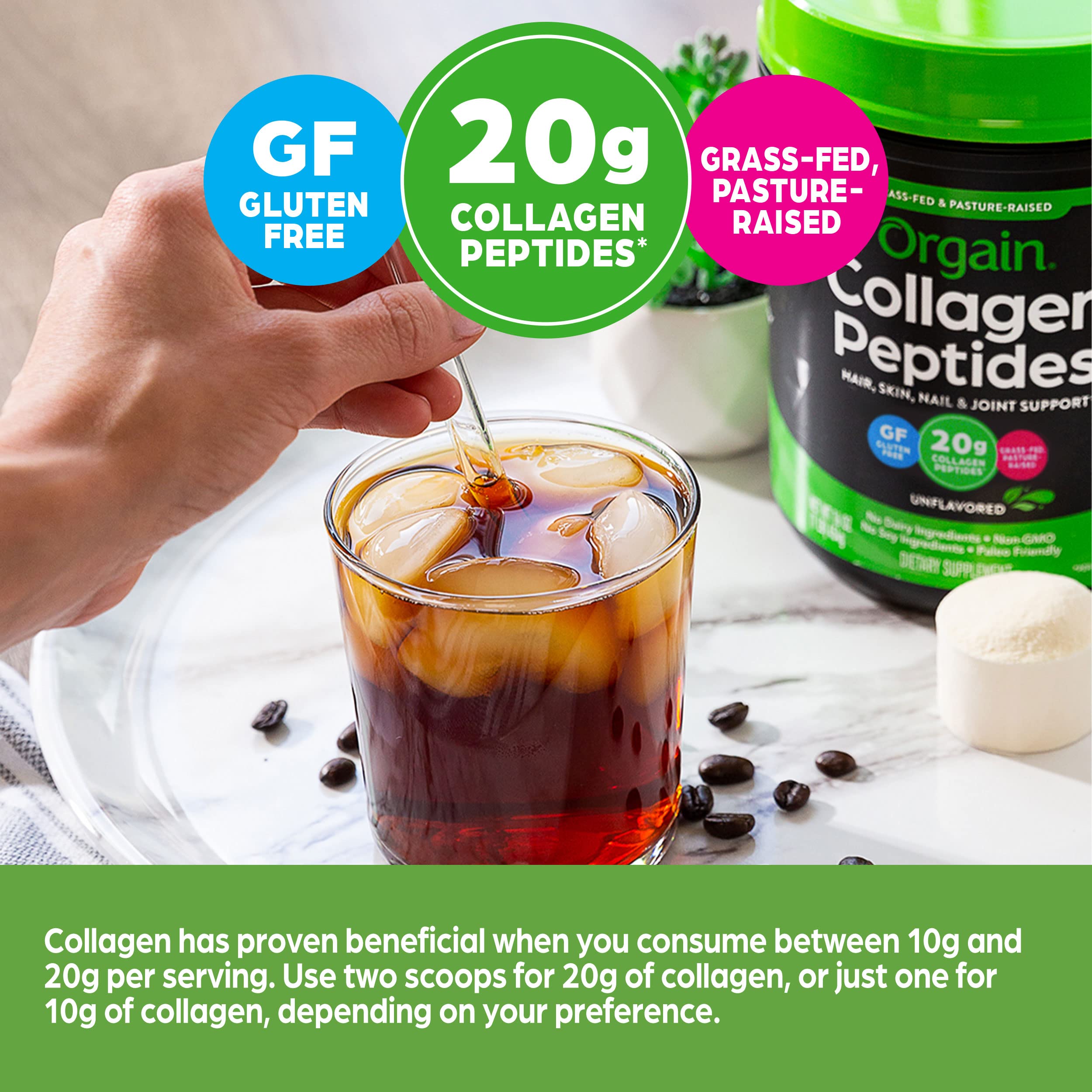 Orgain Hydrolyzed Collagen Peptides Powder, 20g Grass Fed Collagen - Hair, Skin, Nail Orgain buy supplements canada